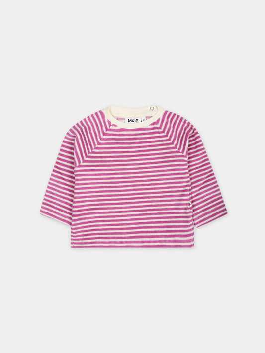 T-shirt fucsia per neonata con righe,Molo,4S24J201 9044