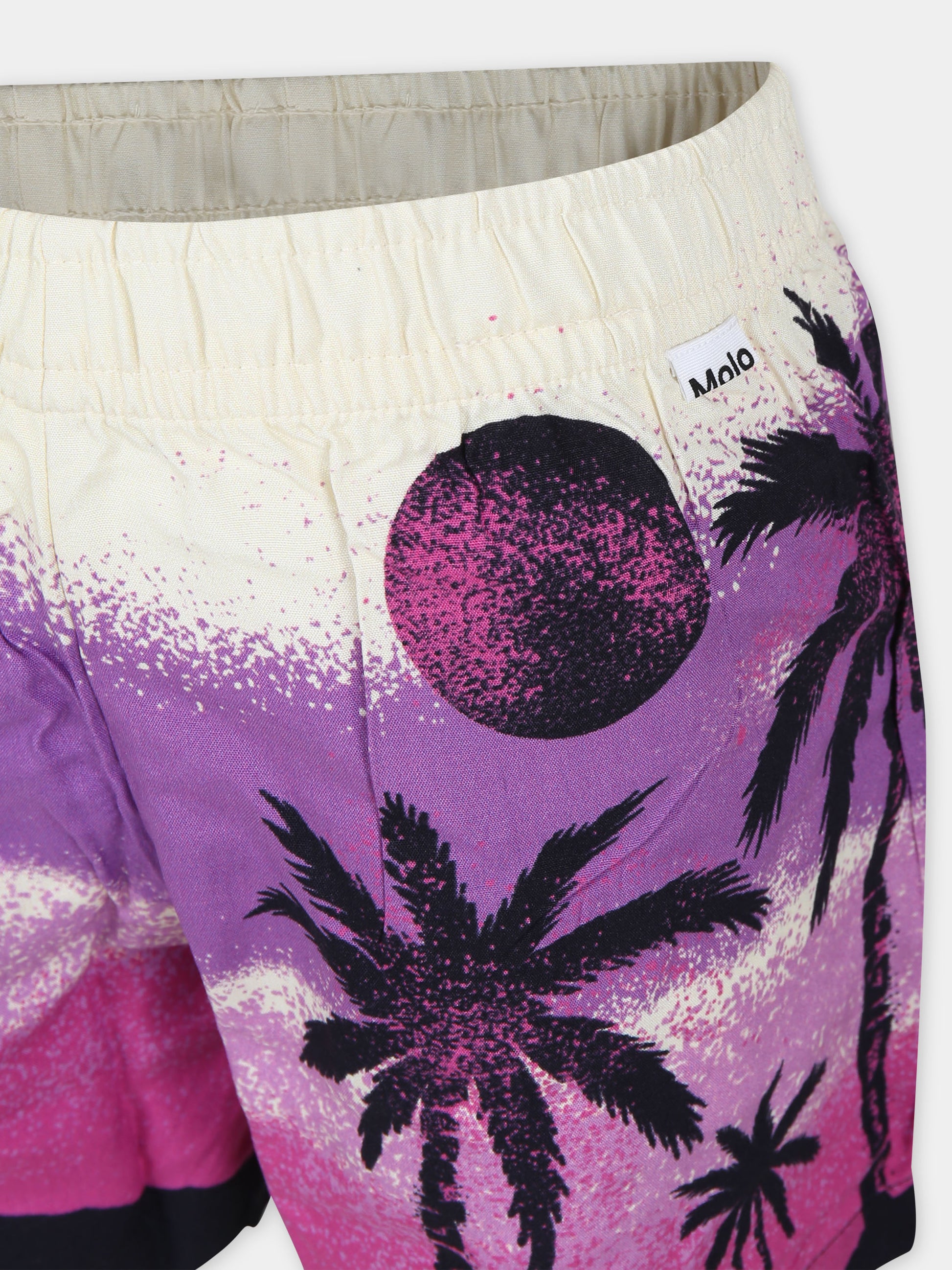 Shorts avorio per bambina con stampa palme,Molo,2S24H121 3508