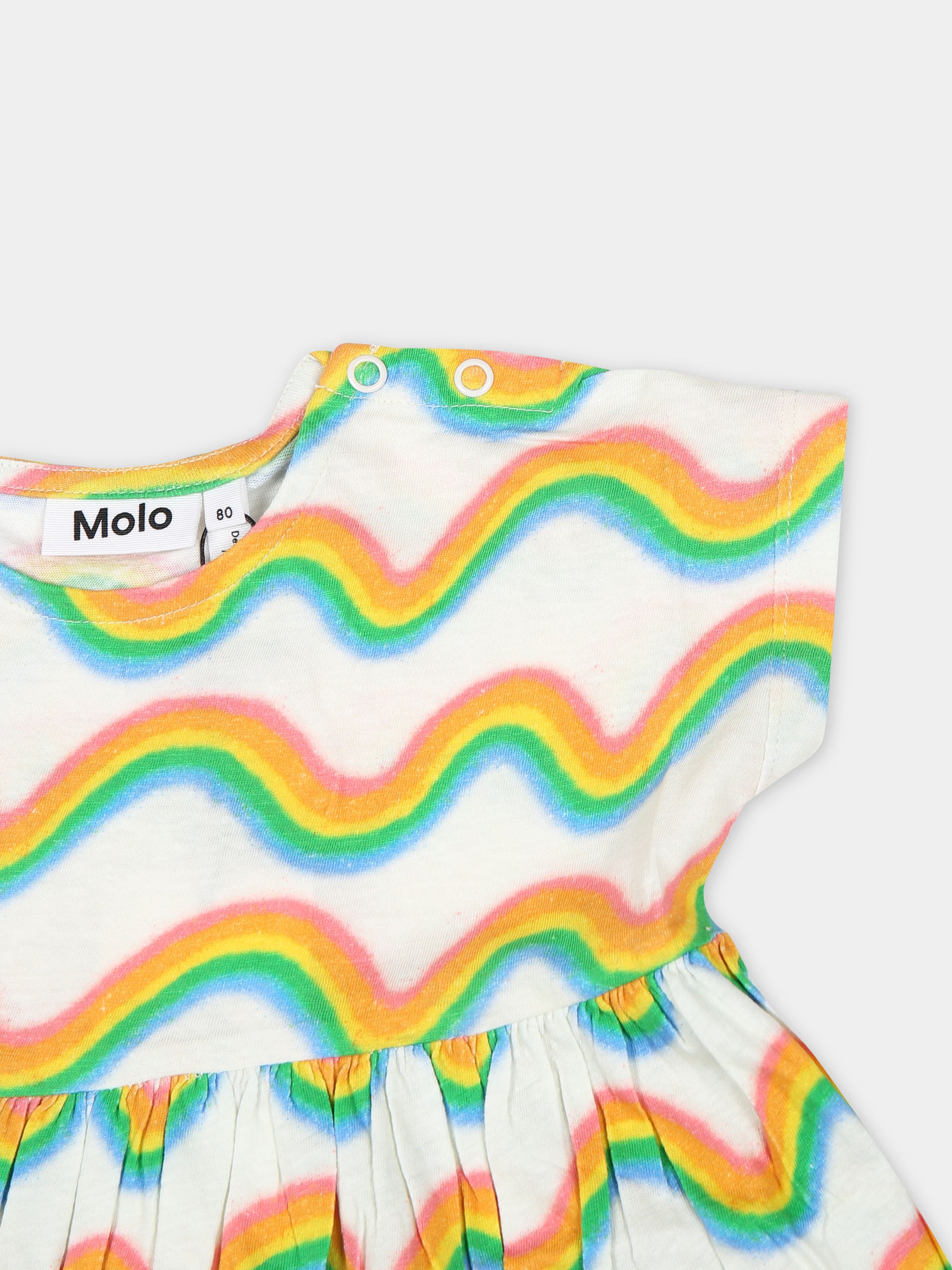 Vestito bianco per neonata con stampa arcobaleno,Molo,4S24E109 9046