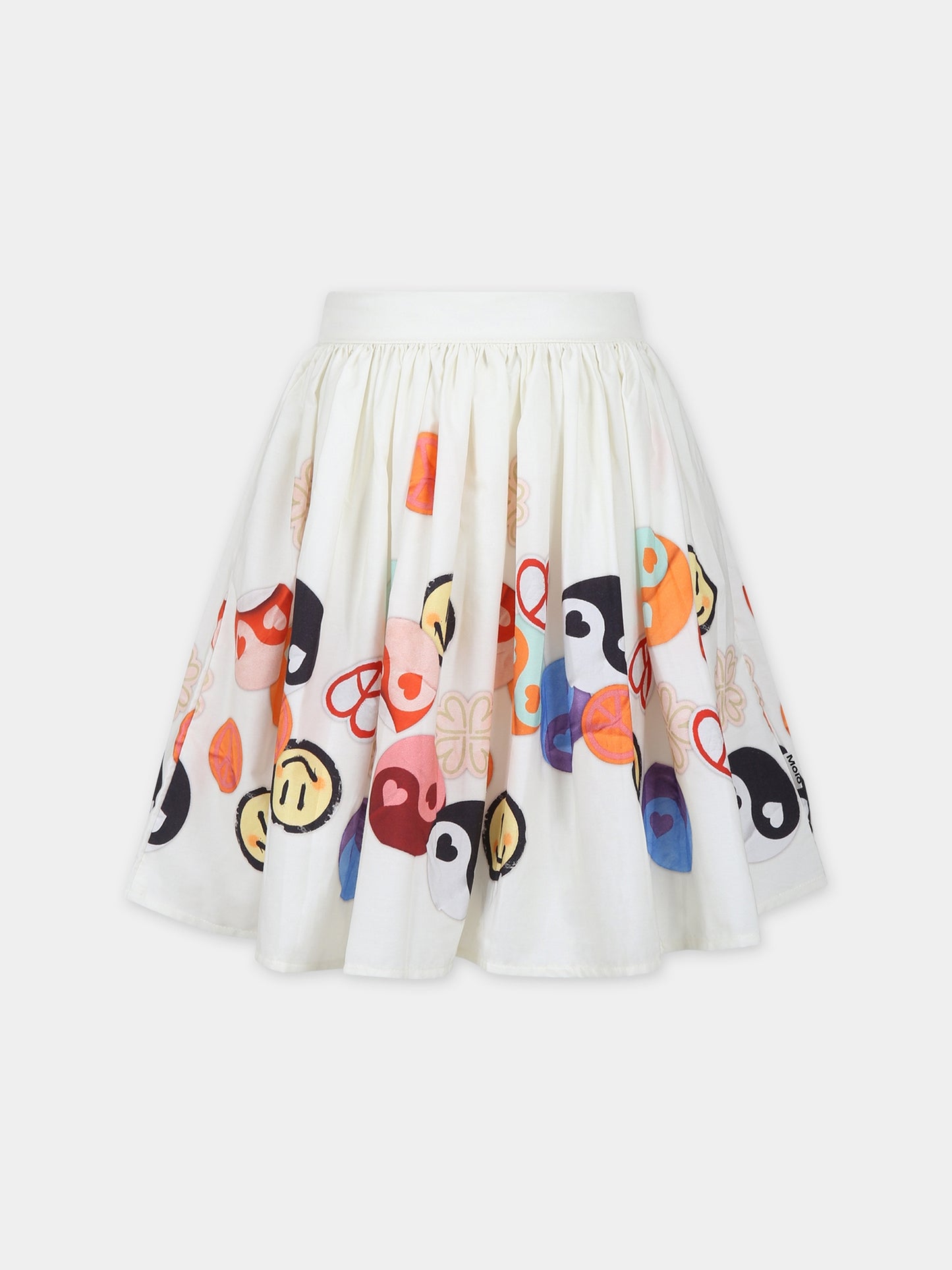 Gonna bianca per bambina con stampa smile,Molo,2S24D112 3462