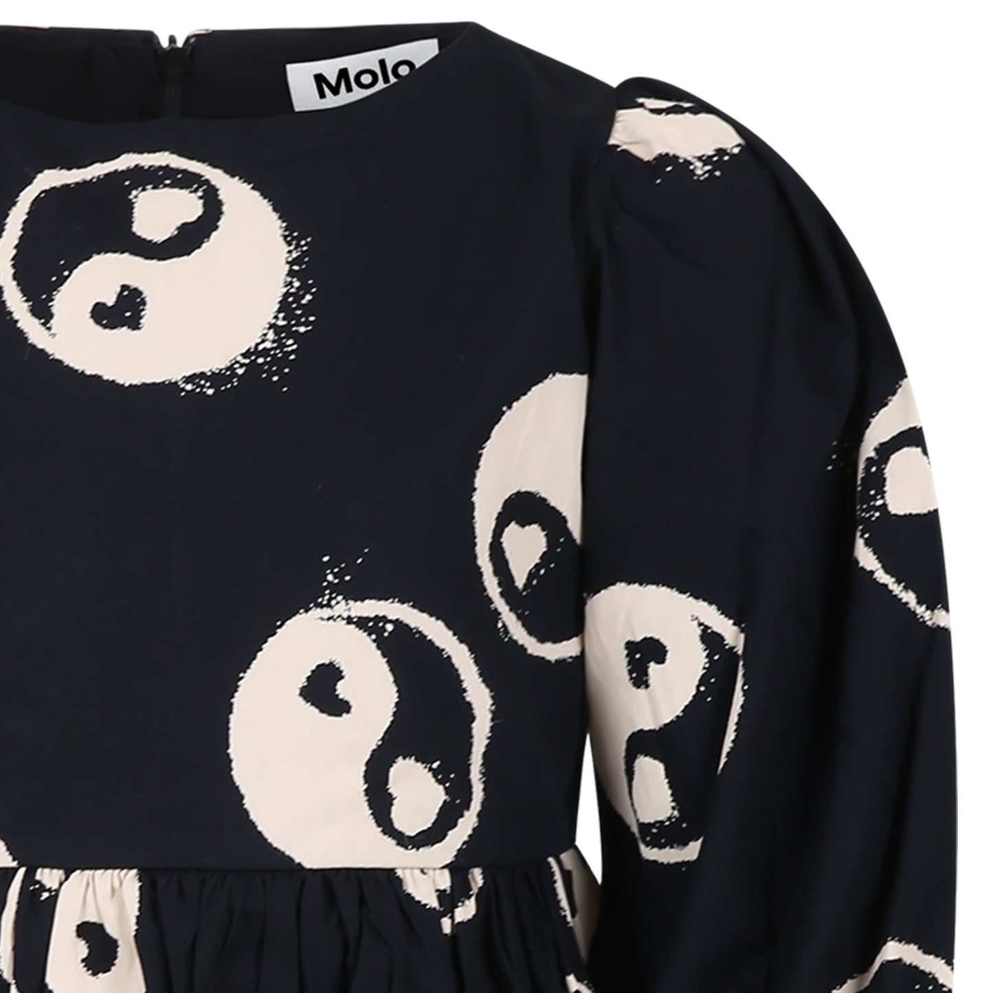 Vestito nero per bambina con stampa yin e yang,Molo,2S24E201 9052