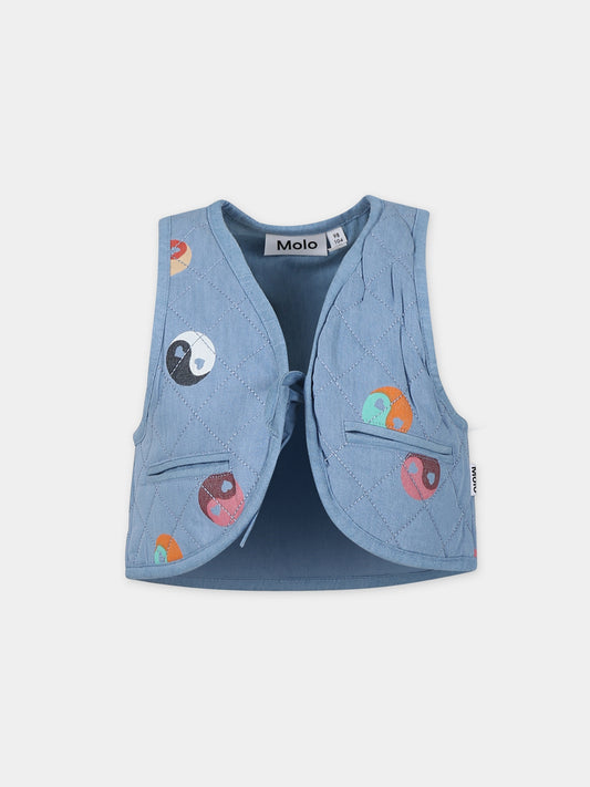 Gilet blu per bambina con yin e yang,Molo,2S24M202 9010