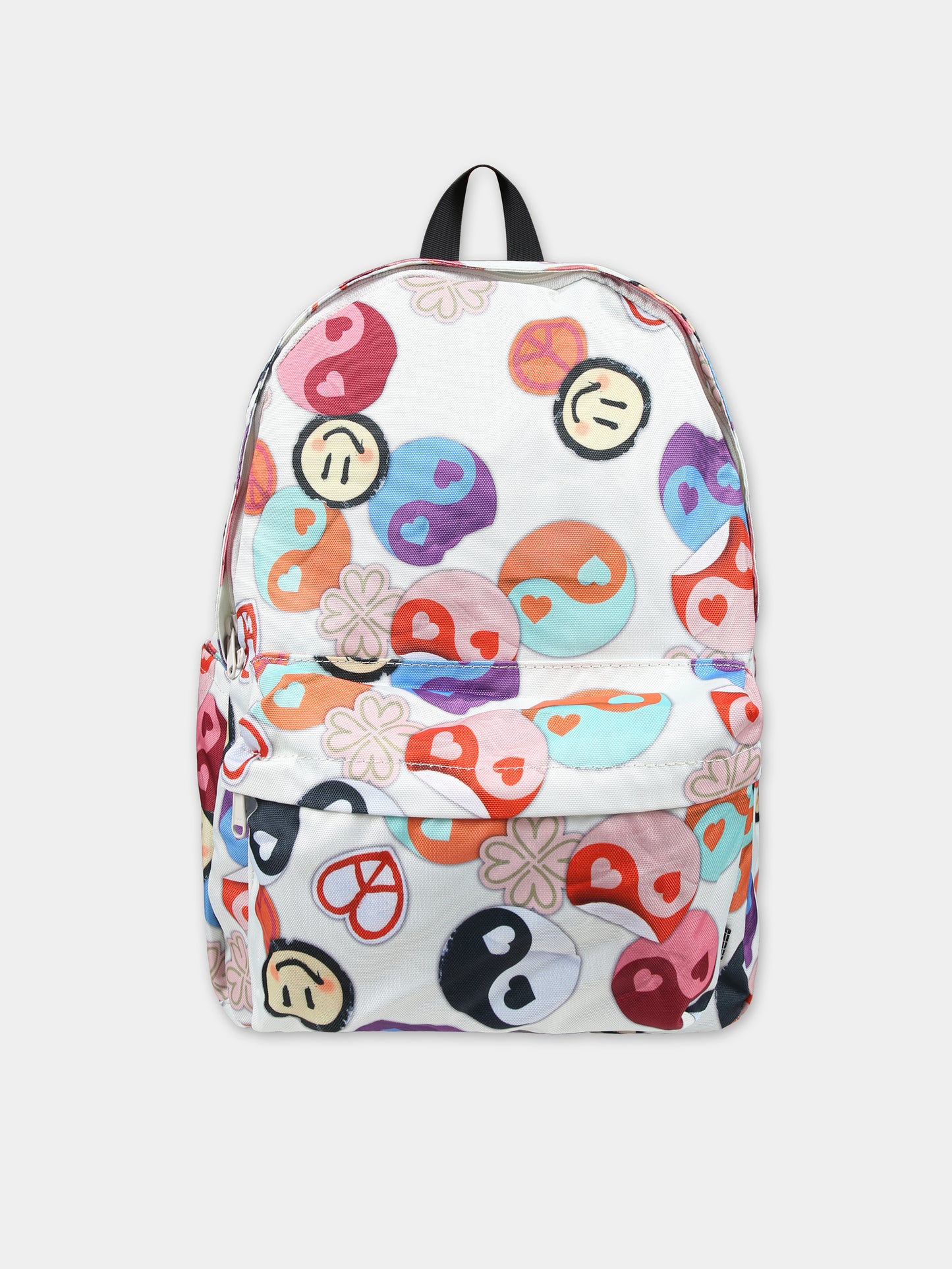 Zaino bianco per bambini con smile e yin e yang,Molo,7S24V202 9009