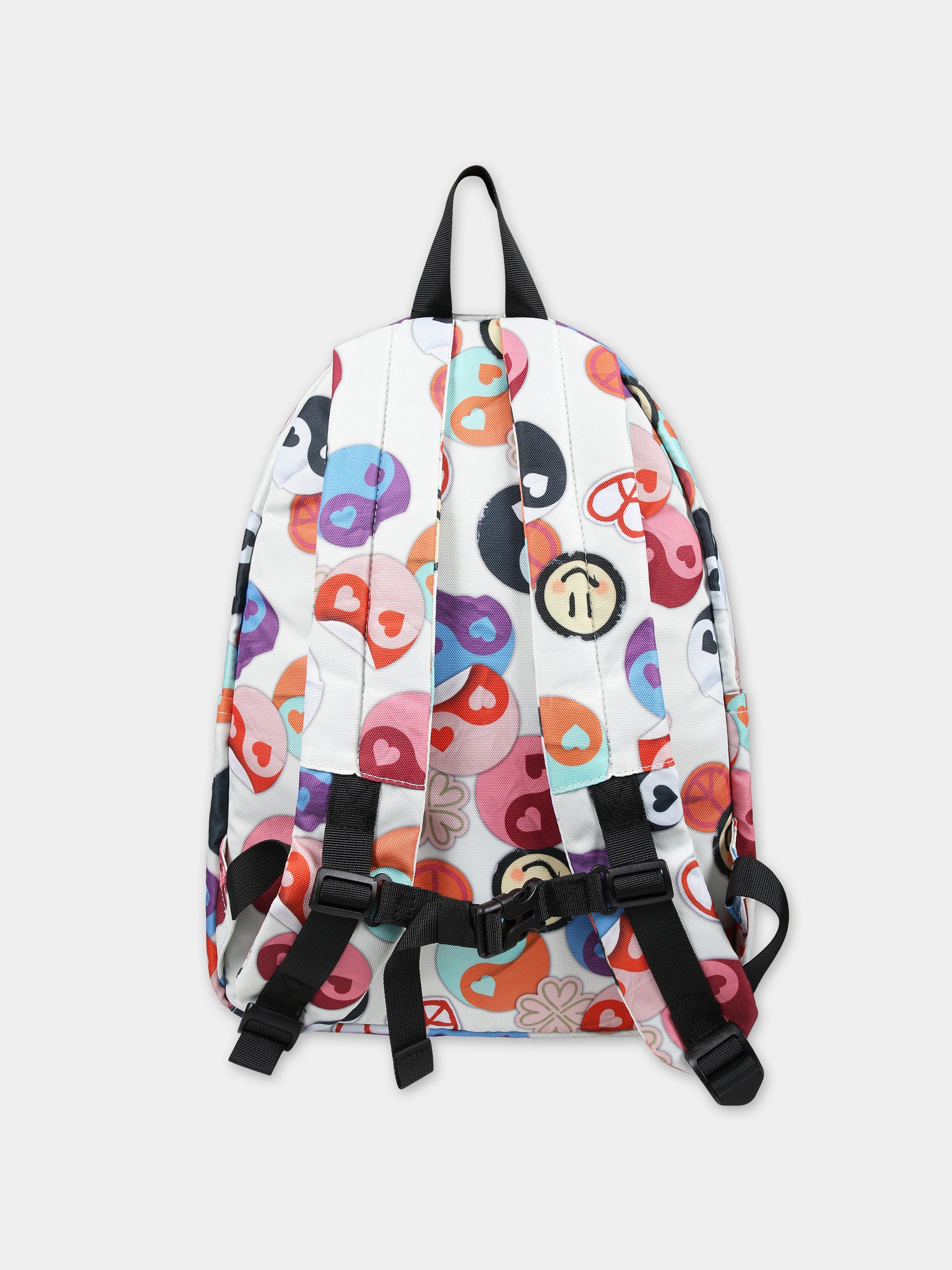 Zaino bianco per bambini con smile e yin e yang,Molo,7S24V202 9009