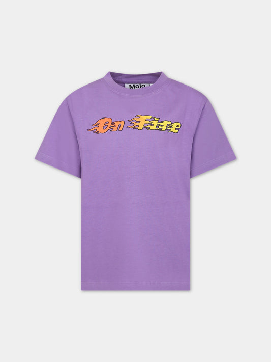T-shirt viola per bambino con scritta,Molo,1S24A213 8881