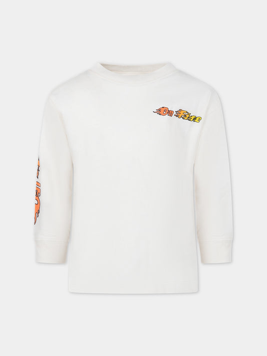 T-shirt avorio per bambino con fiamme,Molo,1S24A409 8697