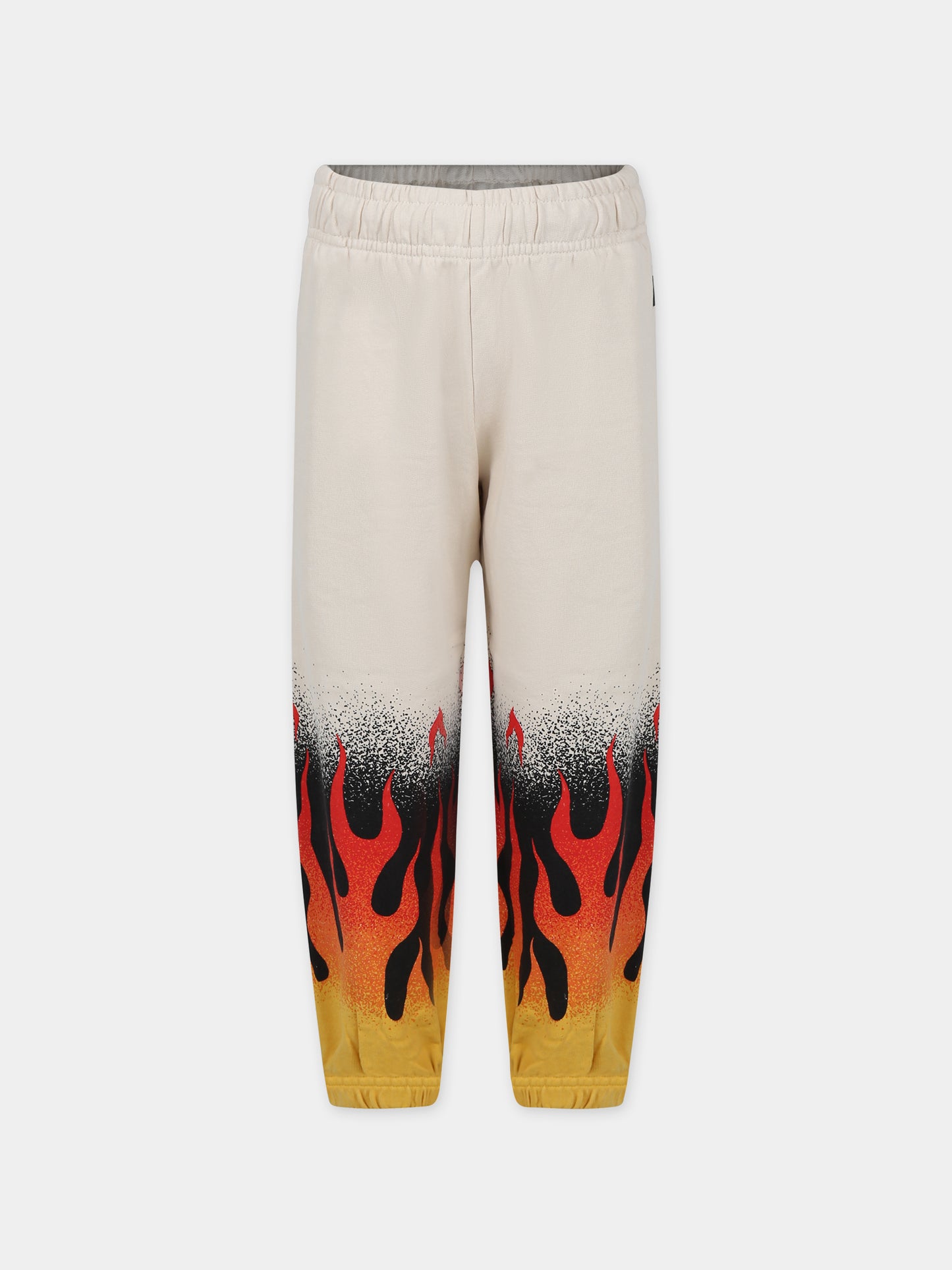 Pantaloni avorio per bambino con stampa fiamme,Molo,1S24I203 3457