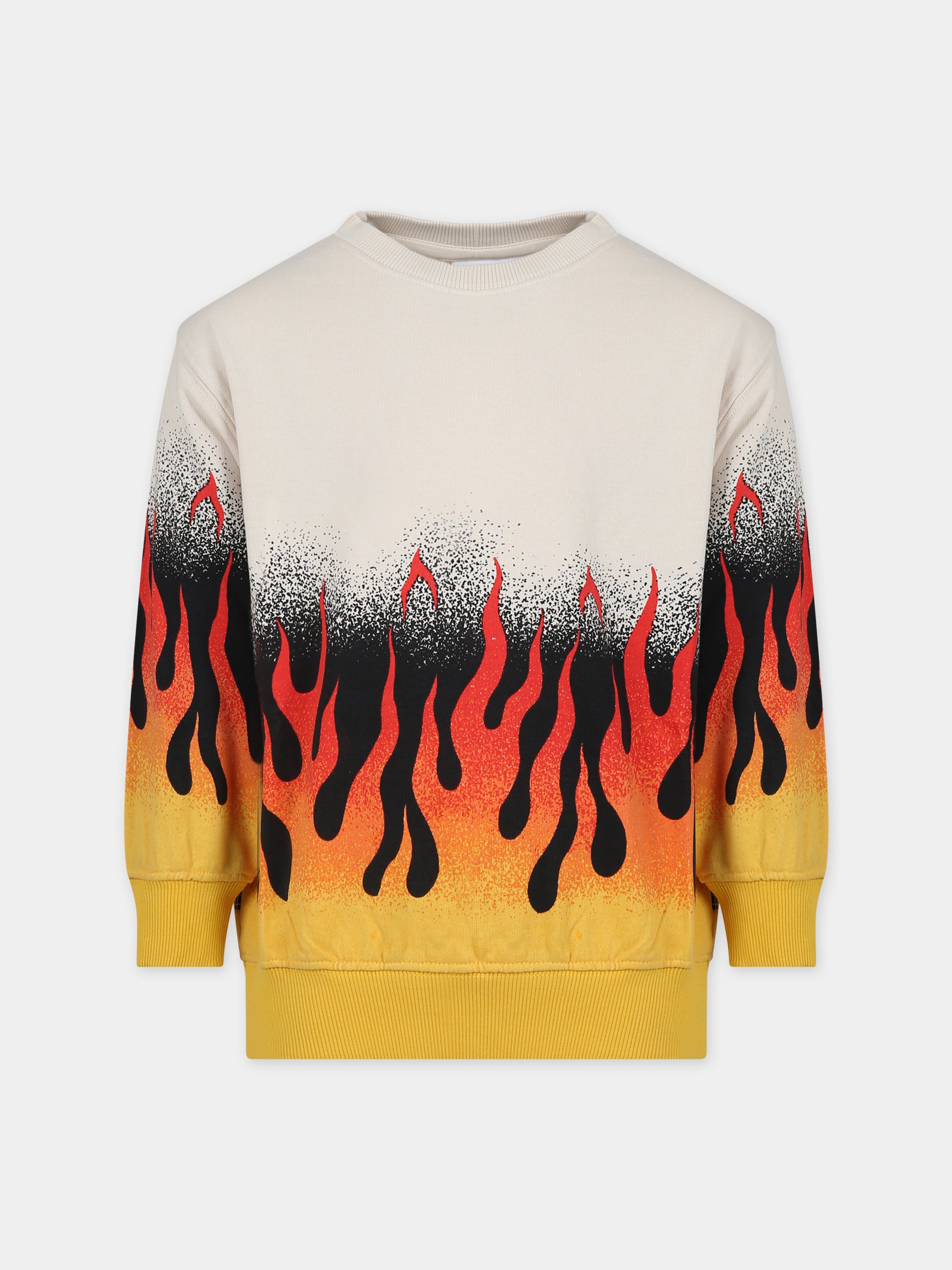 Felpa avorio per bambino con stampa fiamme,Molo,1S24J202 3457