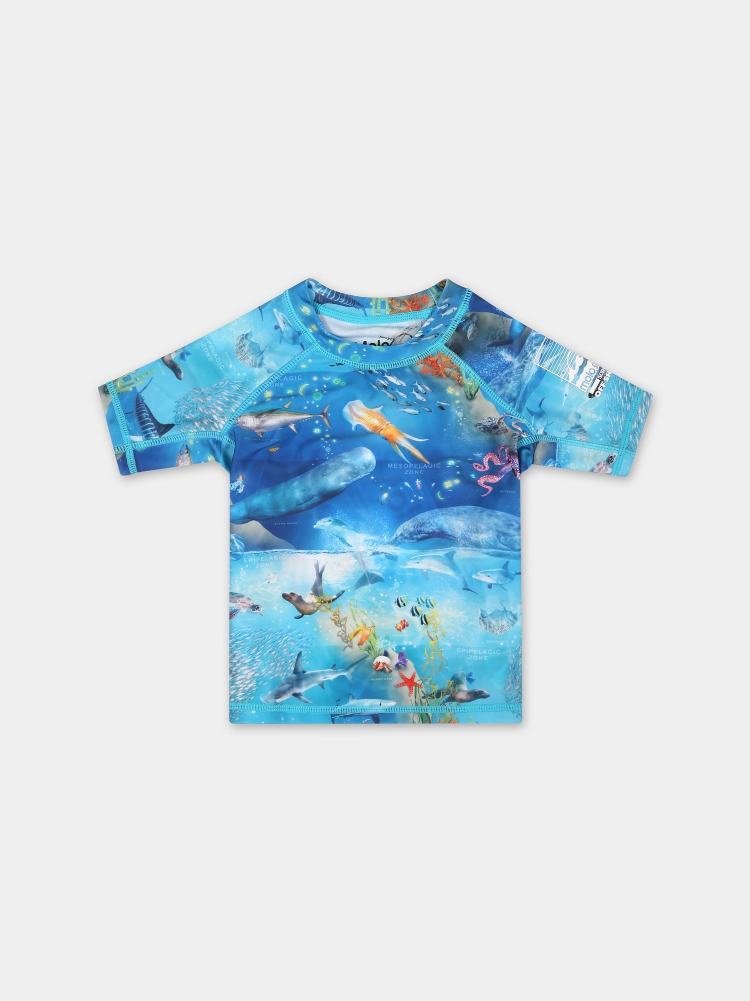 T-shirt anti UV azzurra per neonato con animali marini,Molo,8S24P203 9001