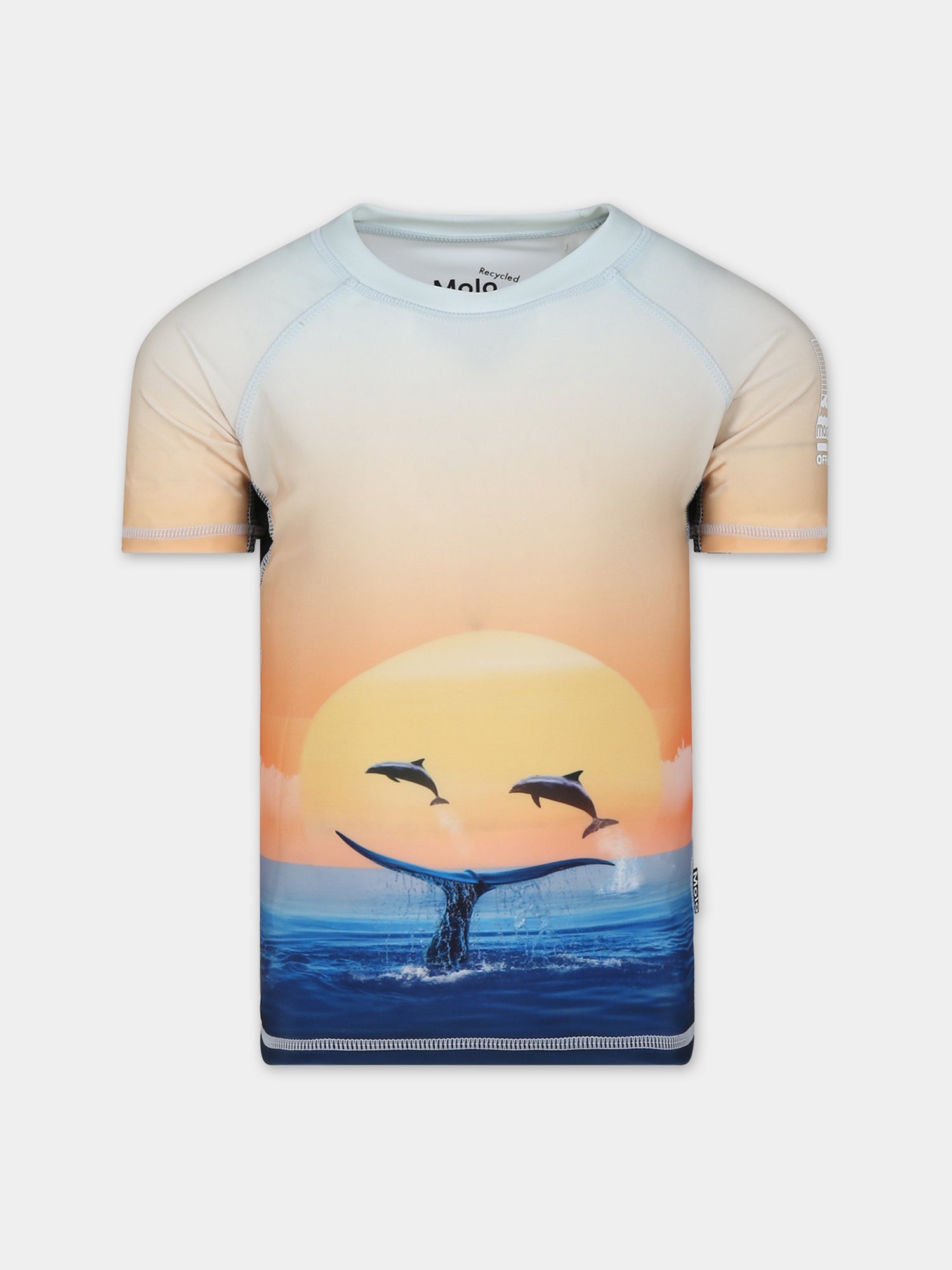 T-shirt arancione anti UV per bambino con delfini,Molo,8S24P203 3421