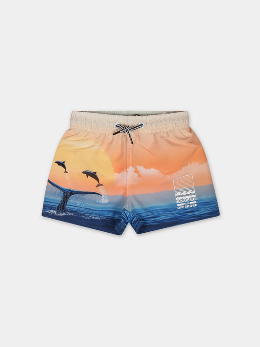 Boxer mare arancione per neonato con delfini,Molo,8S24P403 3421