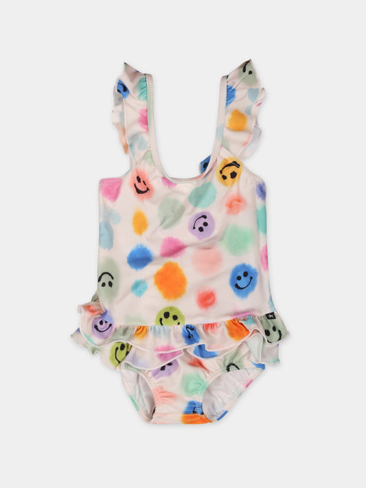 Costume avorio per bambina con pois e smile,Molo,8S24P605 6990