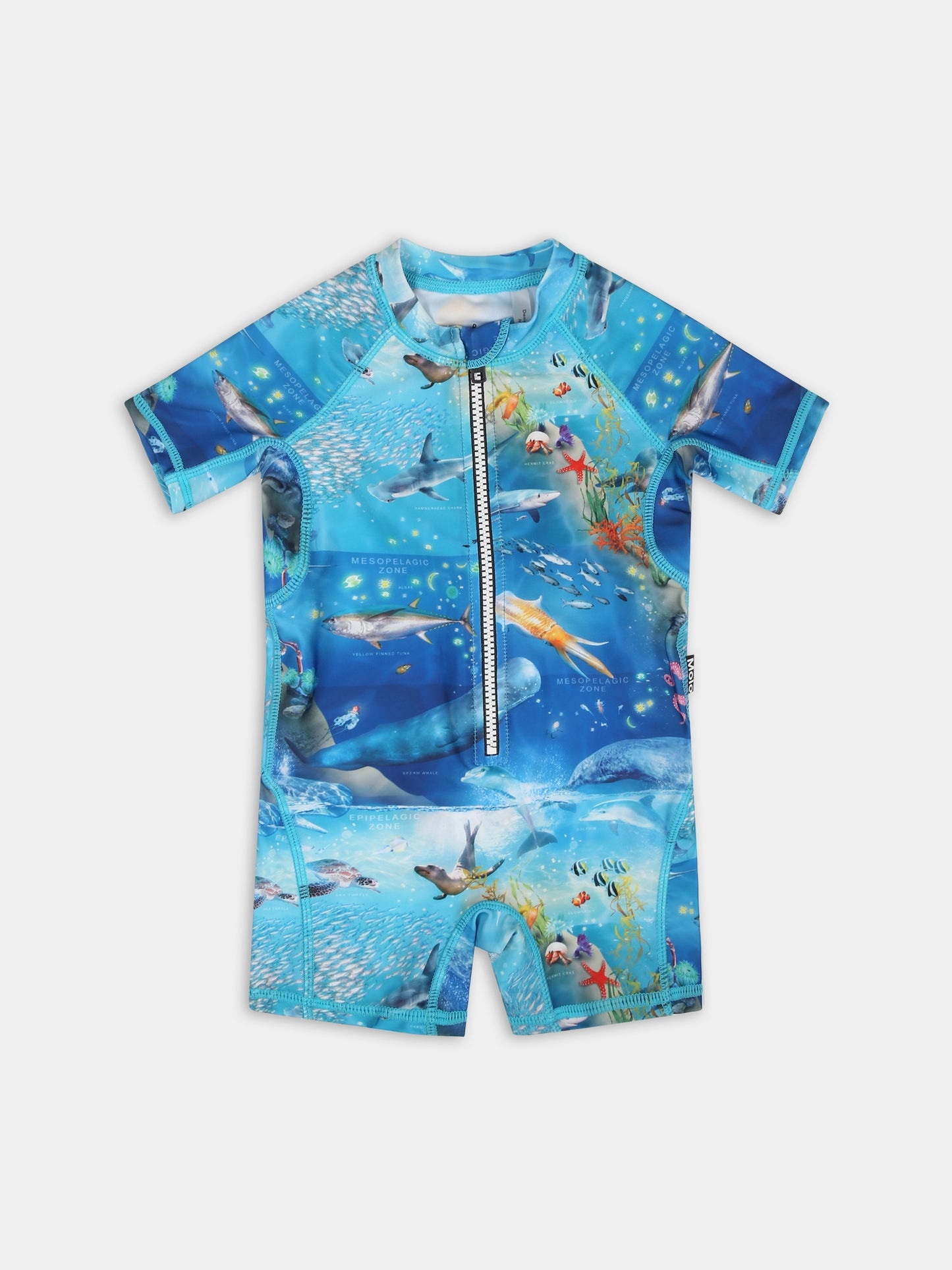 Costume anti UV azzurro per neonato con animali marini,Molo,8S24P609 9001
