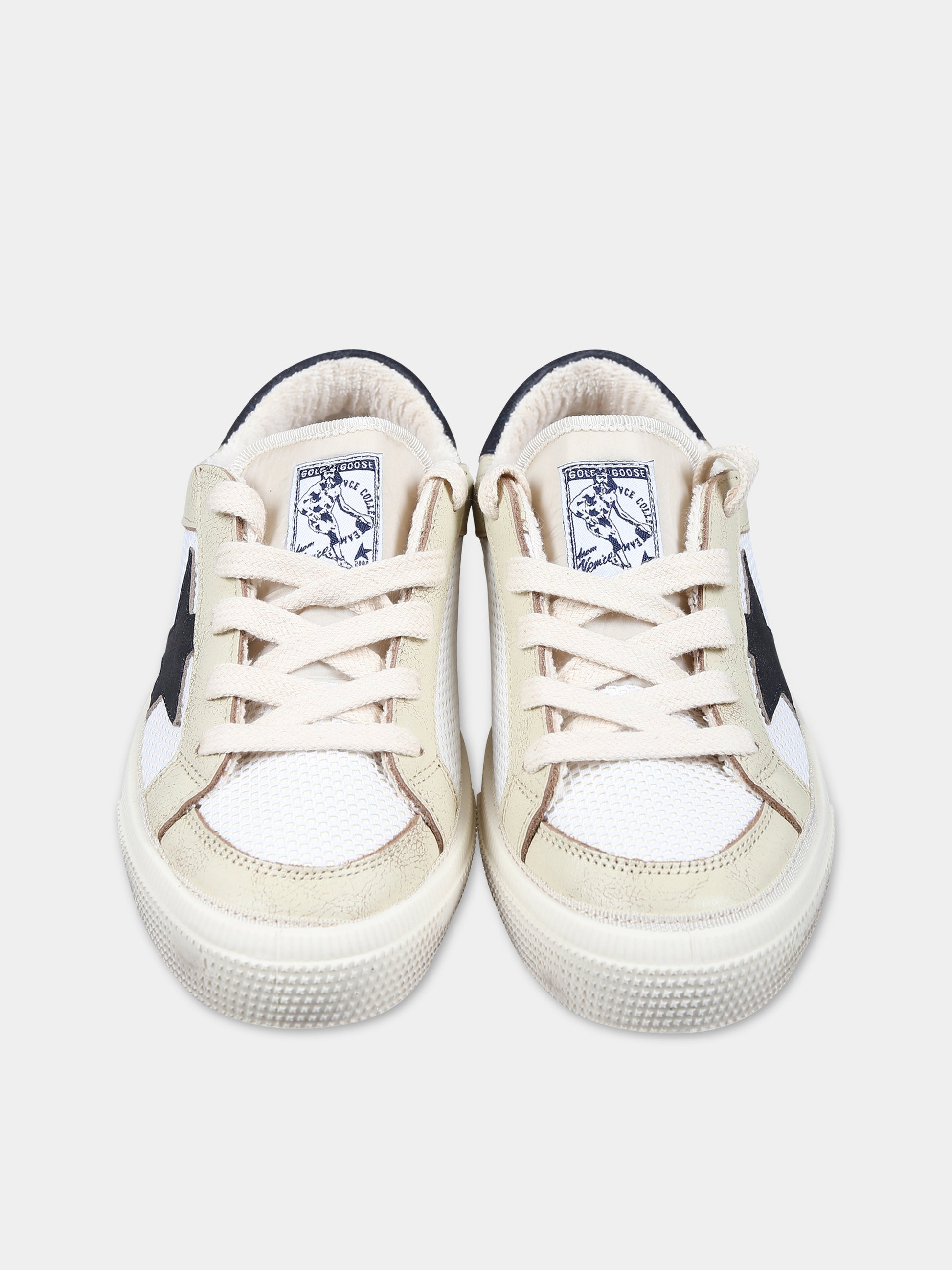 Sneakers avorio per bambini con logo,Golden Goose,GTF00495 F005471 10793