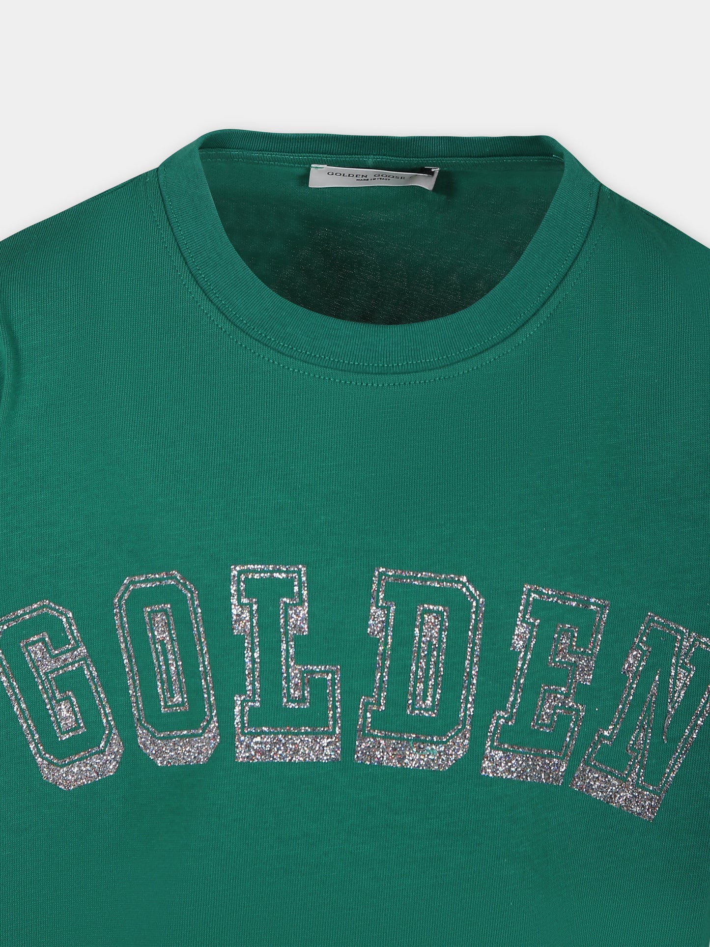 T-shirt verde per bambini con logo,Golden Goose,GYP01390 P001501 35885