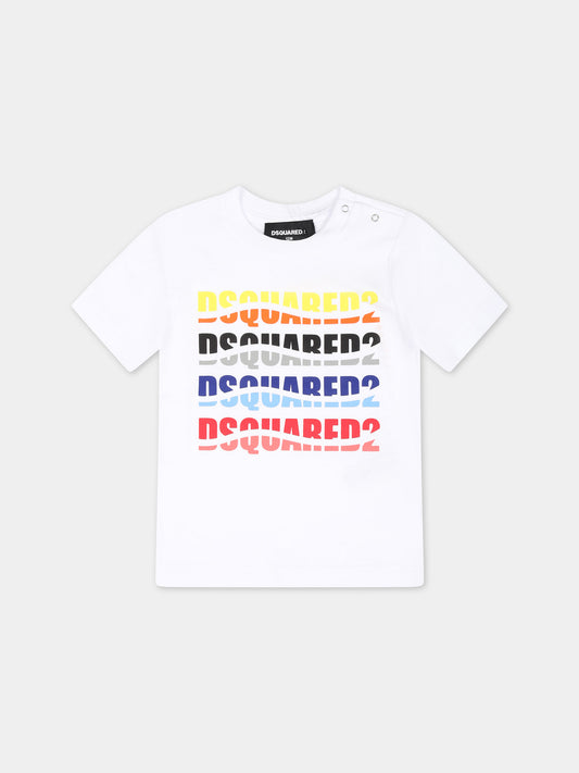 T-shirt bianca per neonato con logo,Dsquared2,DQ2140 D004G D2T1025B DQ100