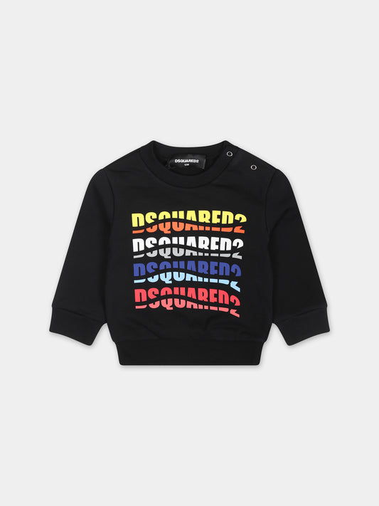 Felpa nera per neonato con logo,Dsquared2,DQ2143 D0A2F D2S781B DQ900