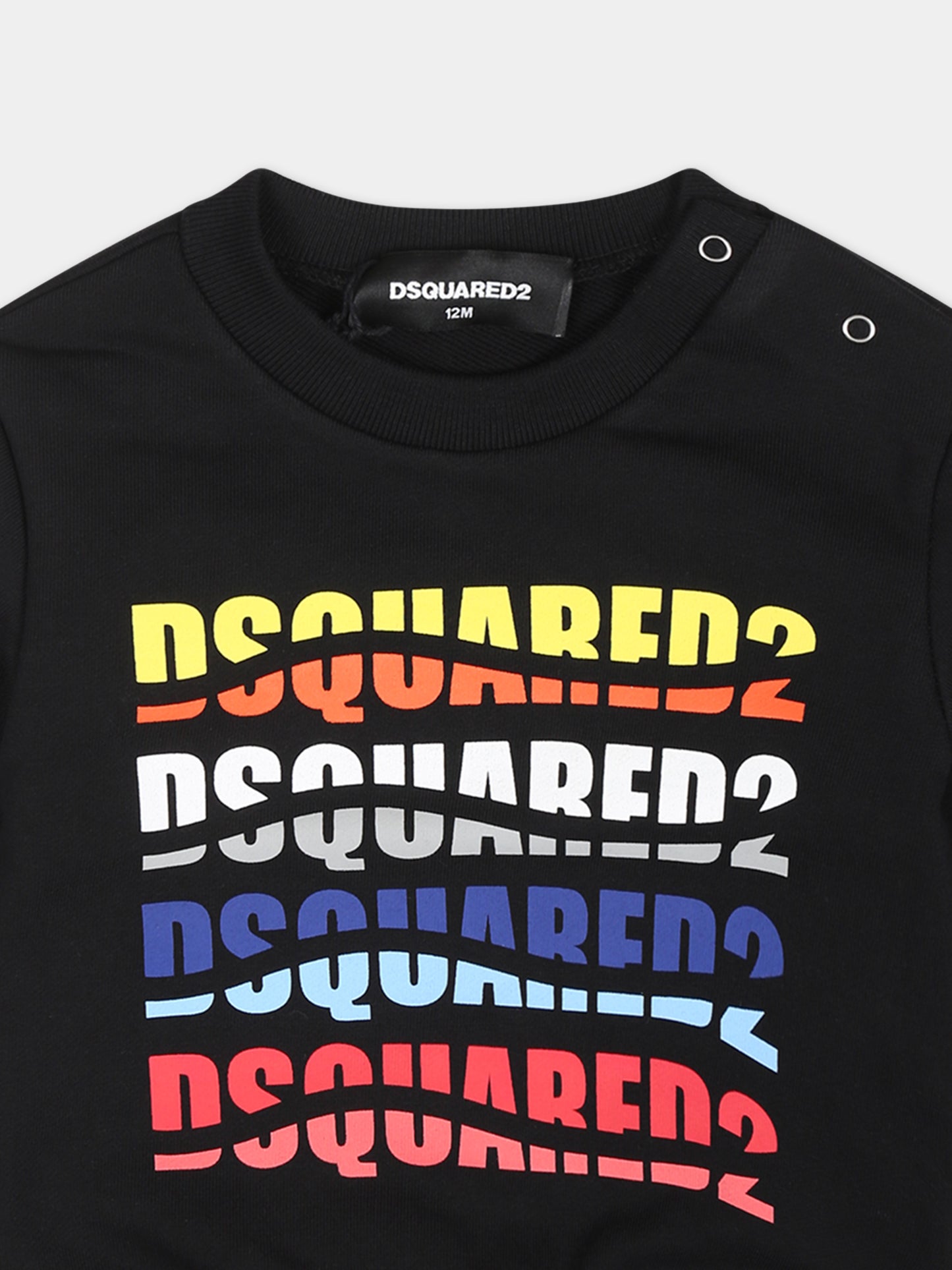 Felpa nera per neonato con logo,Dsquared2,DQ2143 D0A2F D2S781B DQ900