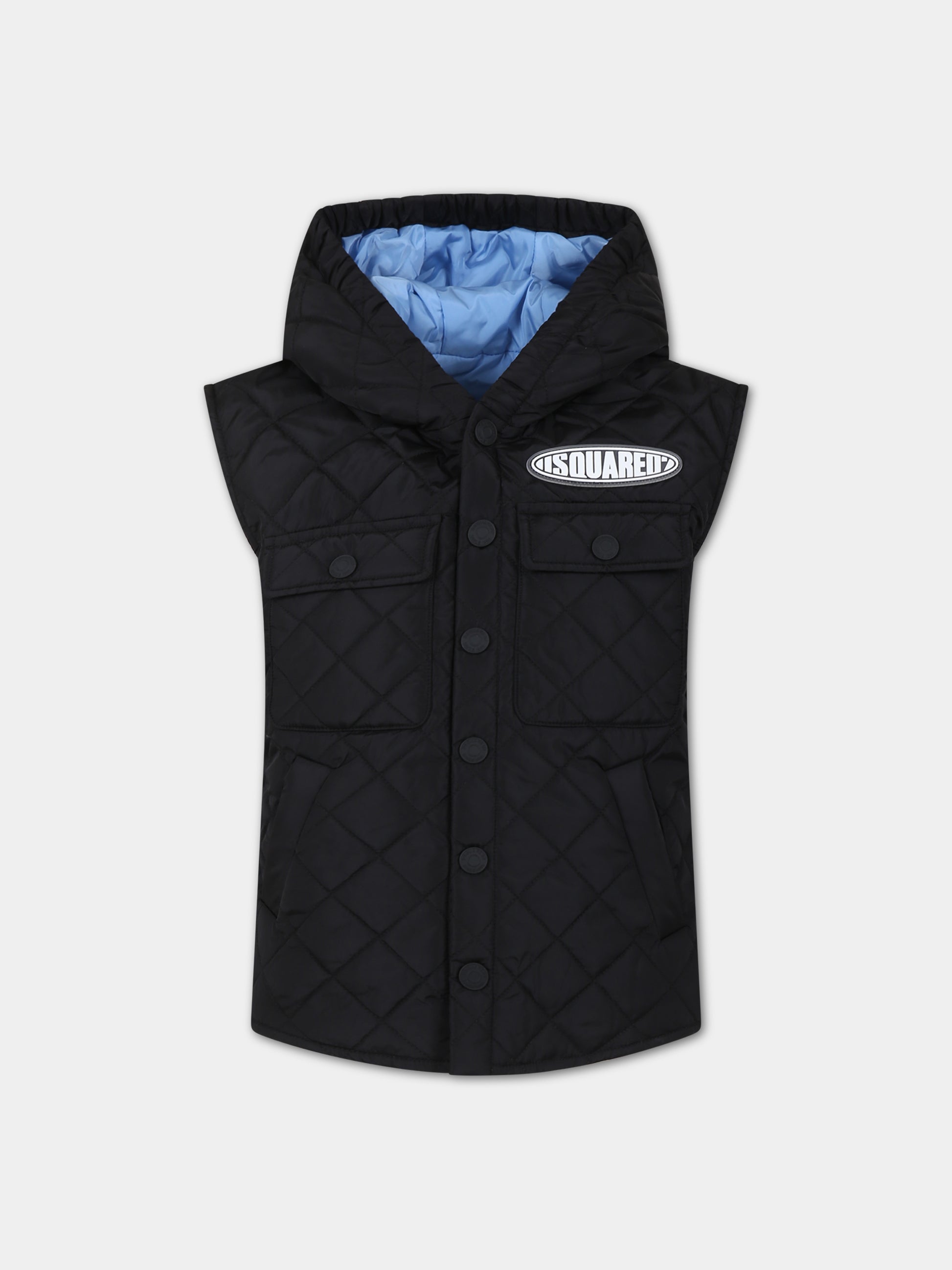 Gilet nero per bambino con logo,Dsquared2,DQ2120 D00BN D2J435U DQ900