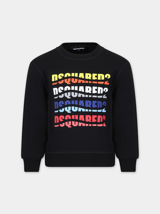 Felpa nera per bambino con logo,Dsquared2,DQ2103 D0A2F D2S776U DQ900
