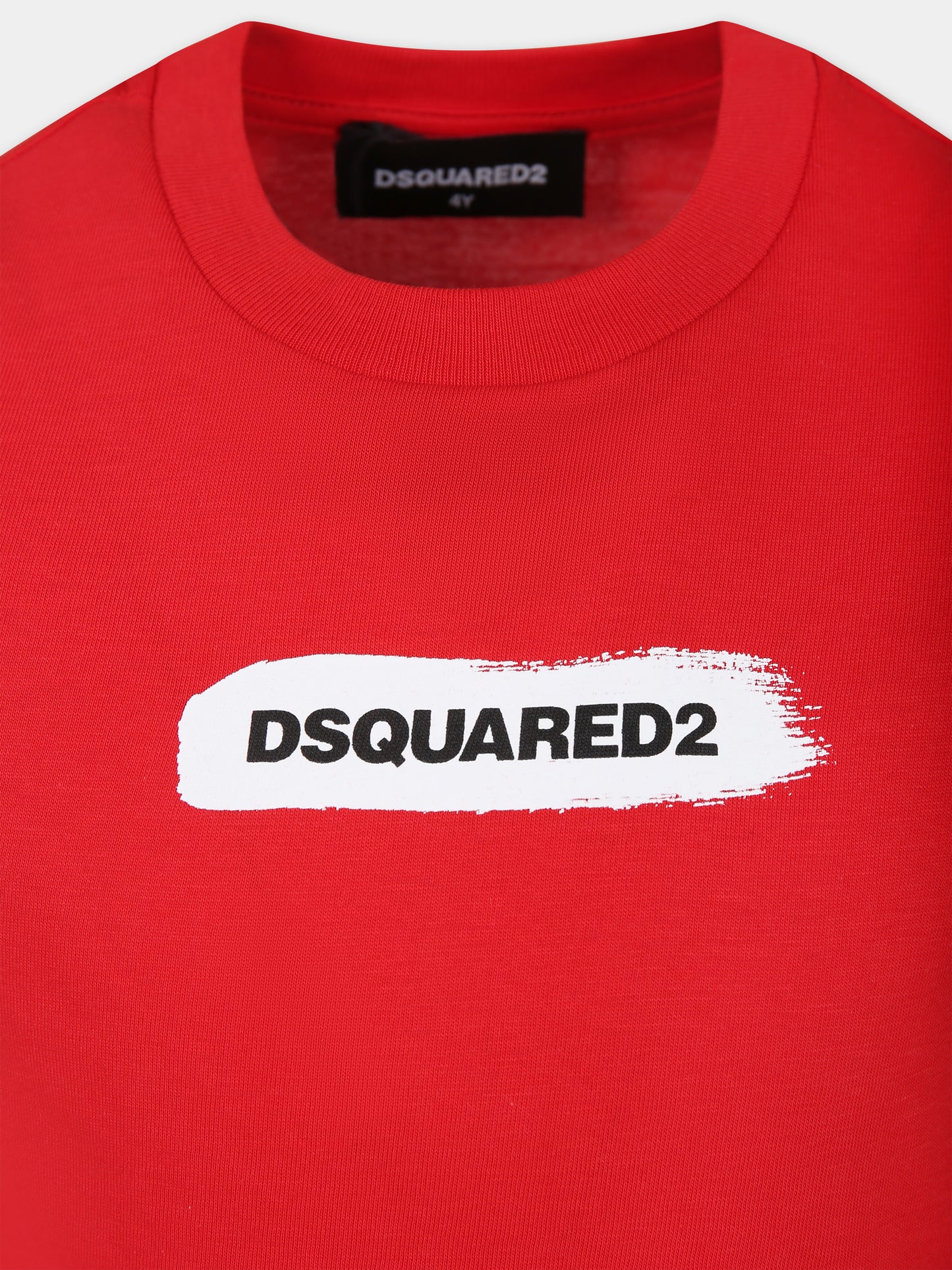T-shirt rossa per bambino con logo,Dsquared2,DQ2095 D004G D2T1015U DQ415