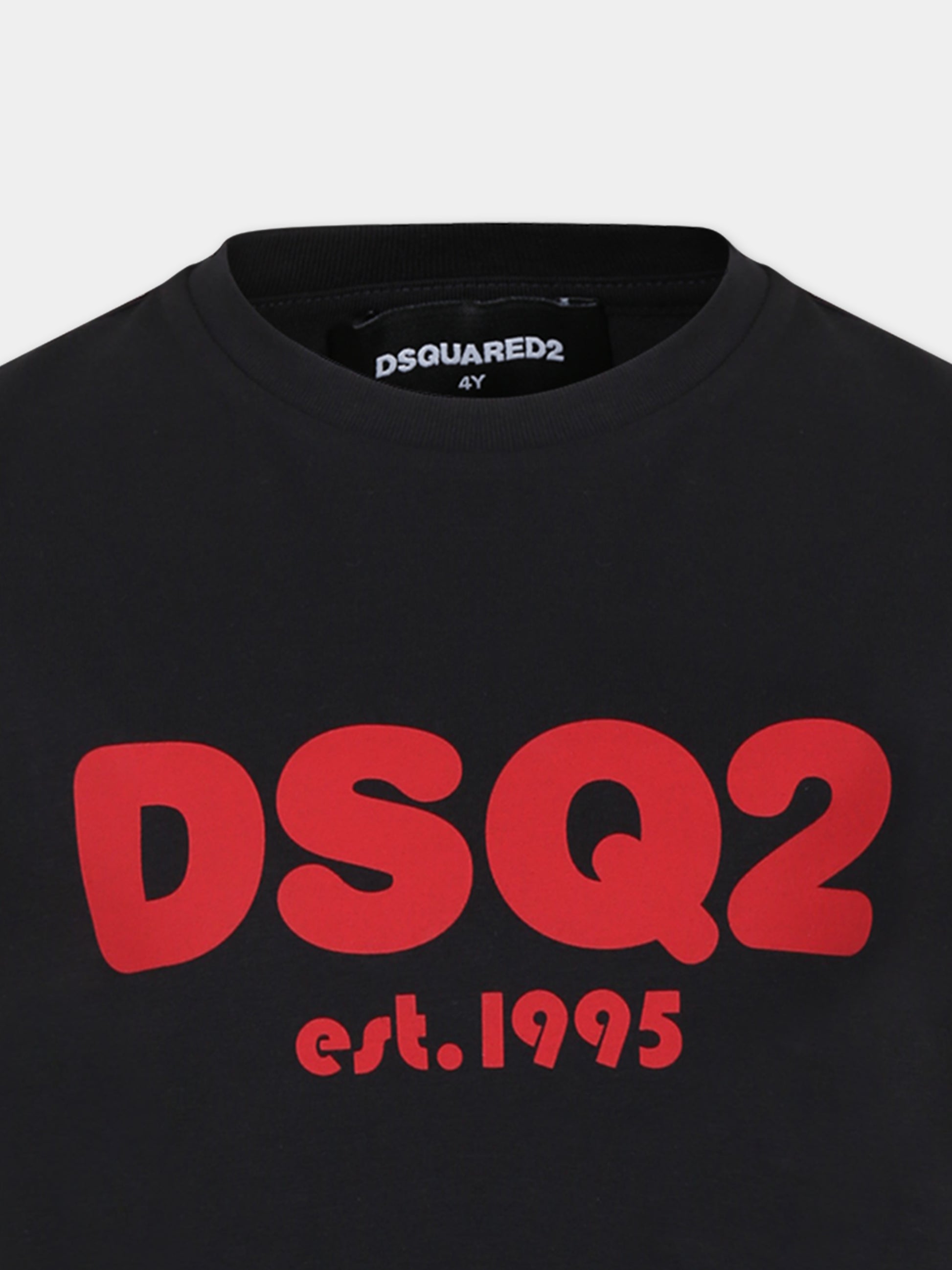 T-shirt nera per bambino con logo,Dsquared2,DQ2101 D00MV D2T1019U DQ900