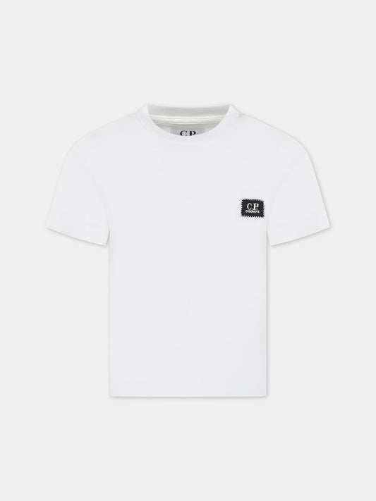 T-shirt bianca per bambino con logo,C. P. Company,CNM008 LAA17 10135
