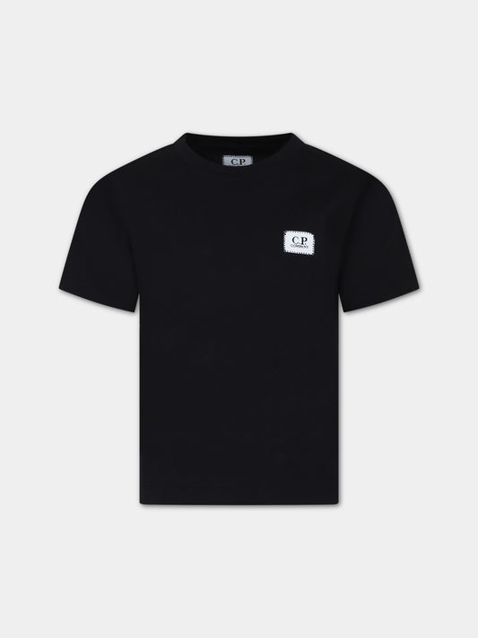 T-shirt blu per bambino con logo,C. P. Company,CNM008 LAA17 41150