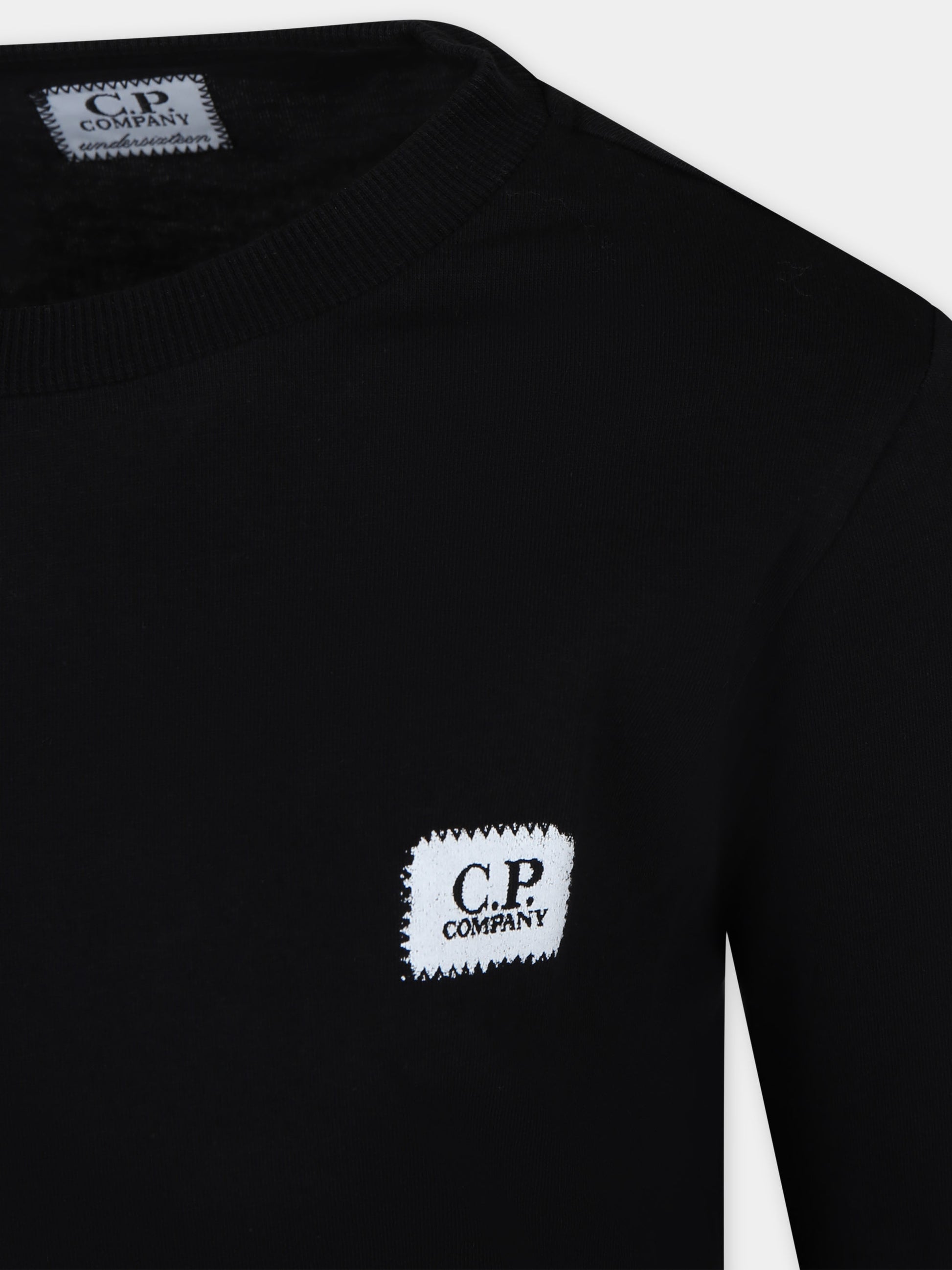 T-shirt nera per bambino con logo,C. P. Company,CUO000 LAA17 60100