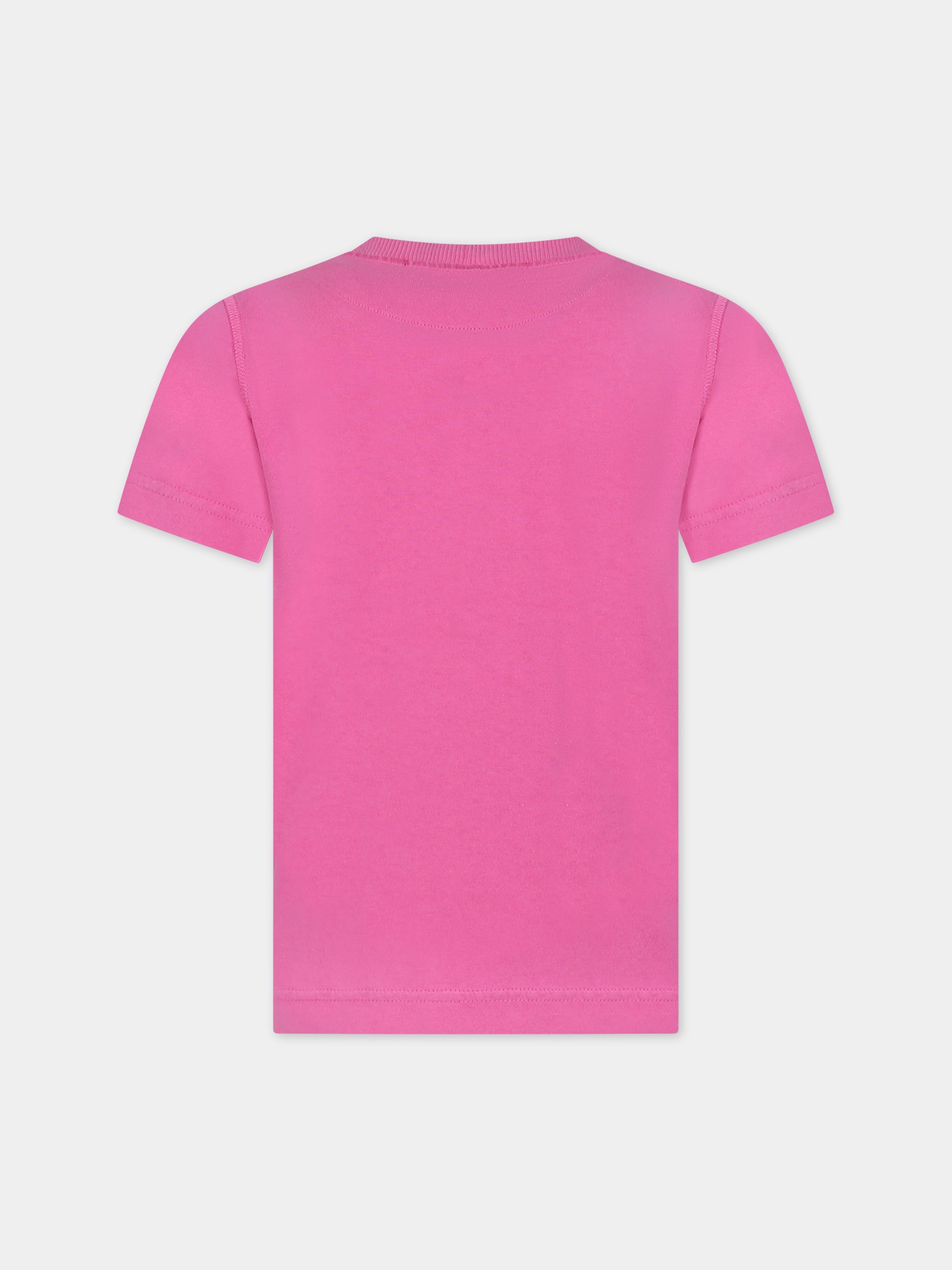 T-shirt fucsia per bambino con logo,Stone Island Junior,801620750 V0087