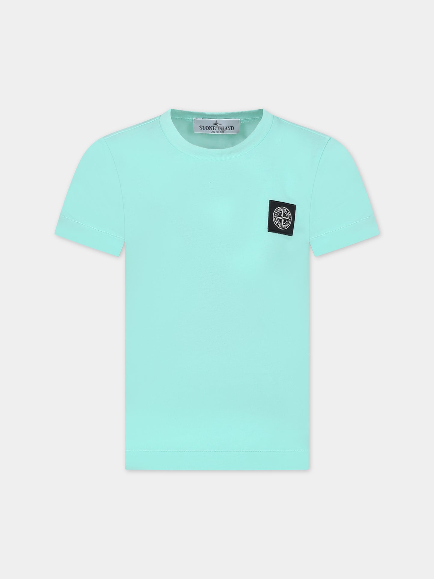 T-shirt verde per bambino con logo,Stone Island Junior,801620147 V0052