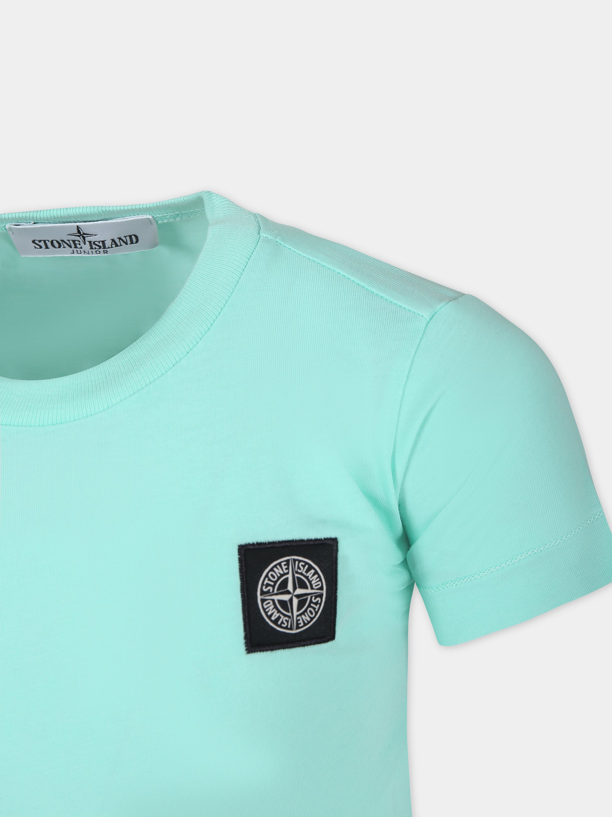 T-shirt verde per bambino con logo,Stone Island Junior,801620147 V0052