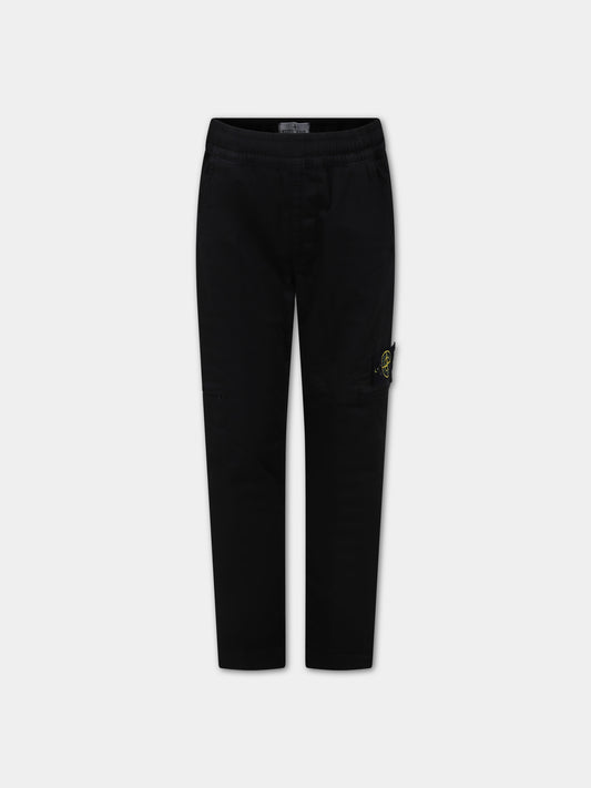 Pantaloni neri per bambino con bussola,Stone Island Junior,801630612 V0029