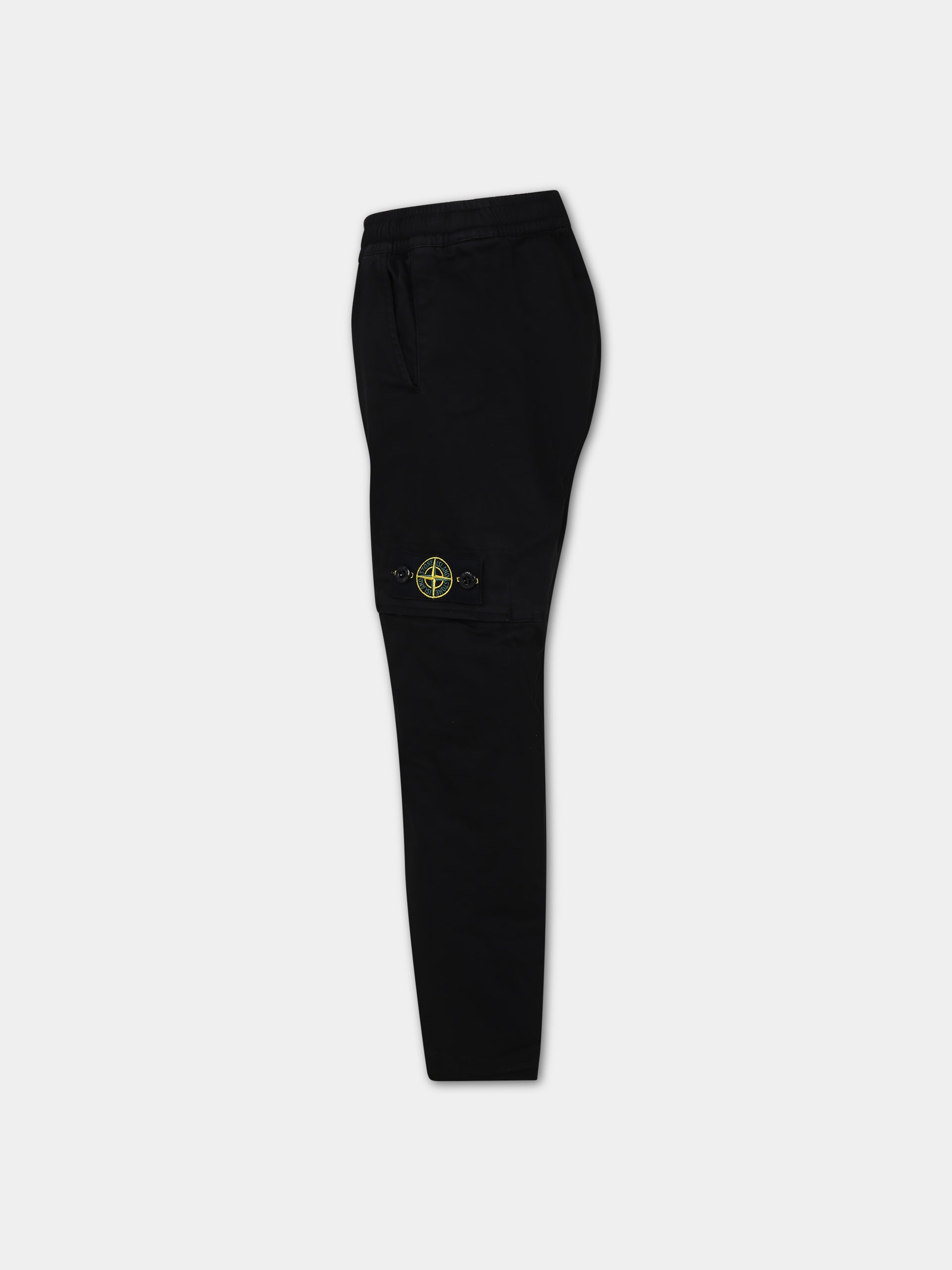 Pantaloni neri per bambino con bussola,Stone Island Junior,801630612 V0029