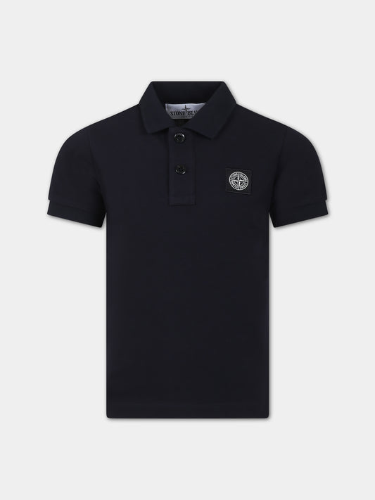 Polo blu per bambino con logo,Stone Island Junior,801621448 V0020