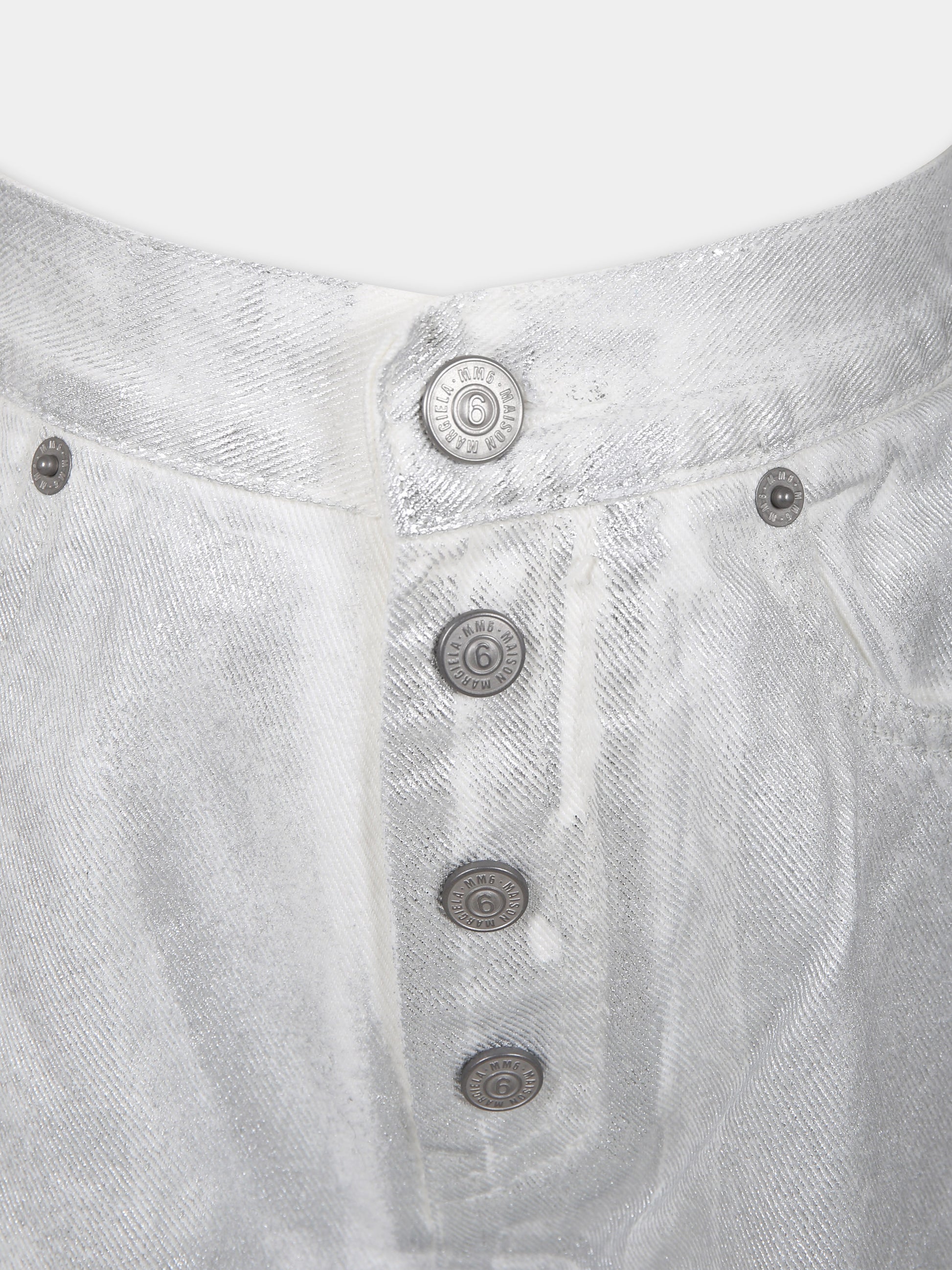 Jeans argento per bambina con logo,Mm6 Maison Margiela,M60053 MM02J MM6P11U M6101
