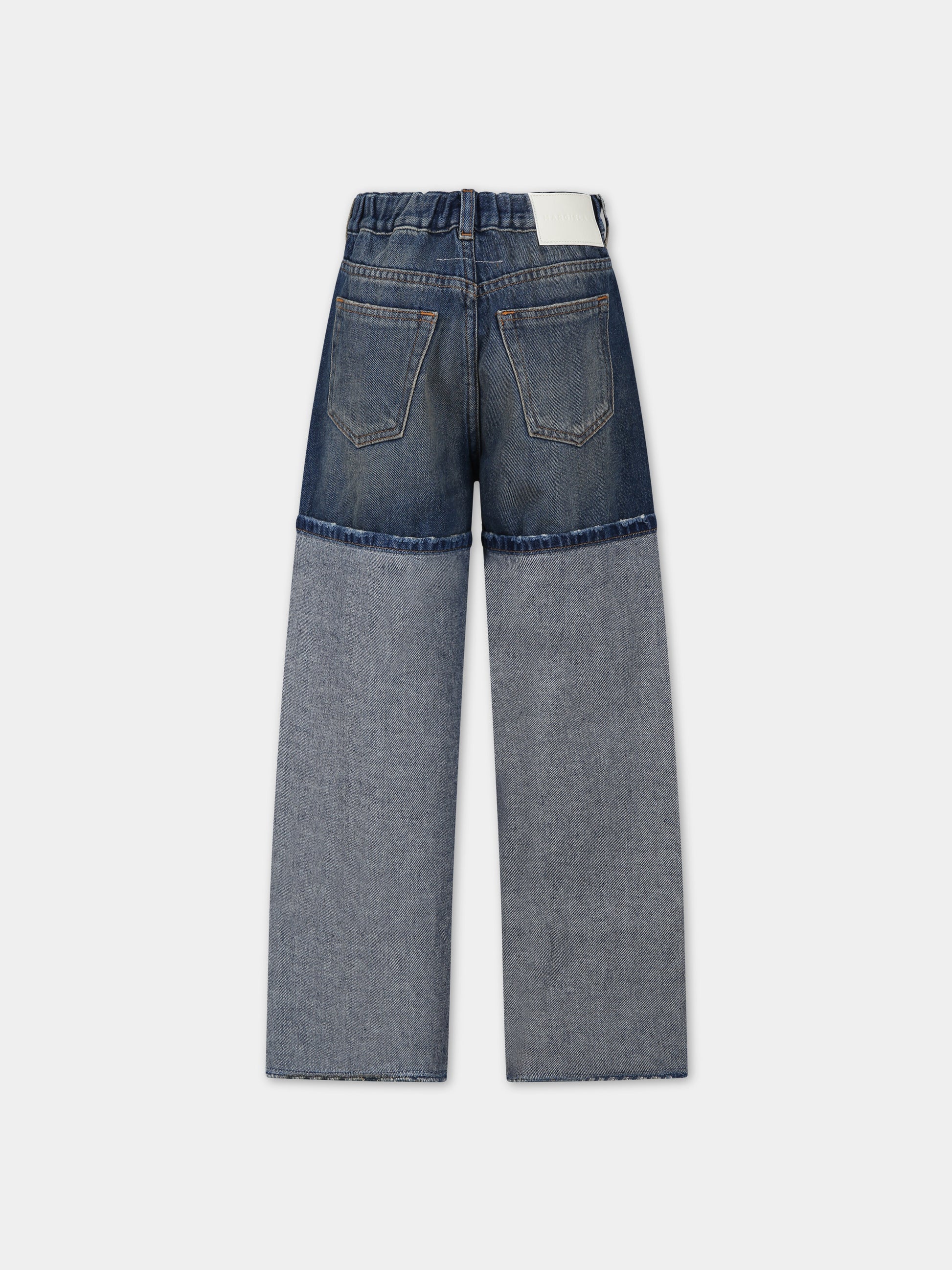 Jeans in denim per bambina con cuciture a contrasto,Mm6 Maison Margiela,M60519 MM02I MM6P114U M601