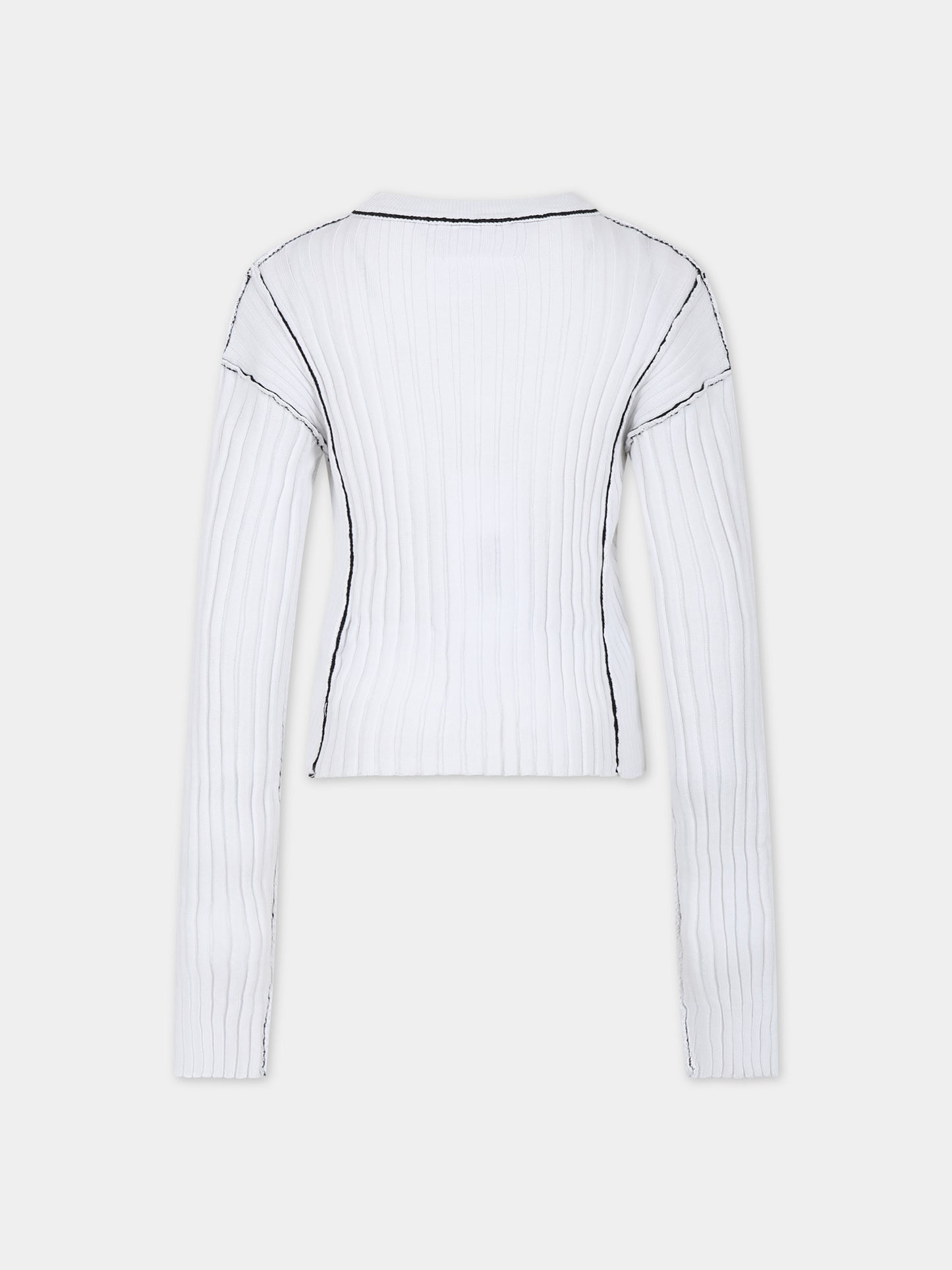 Maglione bianco per bambina con cuciture a contrasto,Mm6 Maison Margiela,M60539 MM02R MM6K26U M6100