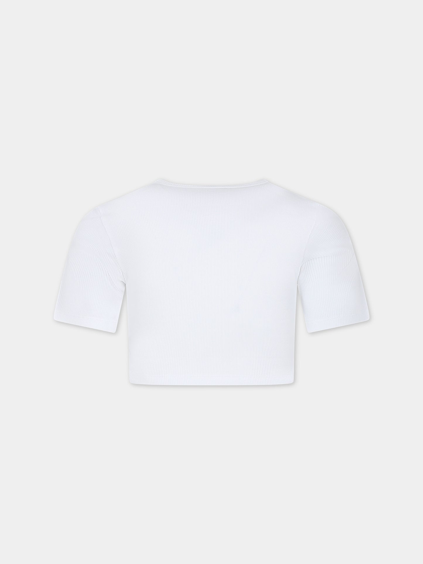 T-shirt bianca per bambina con logo,Mm6 Maison Margiela,M60594 MM02G MM6T84U M6100