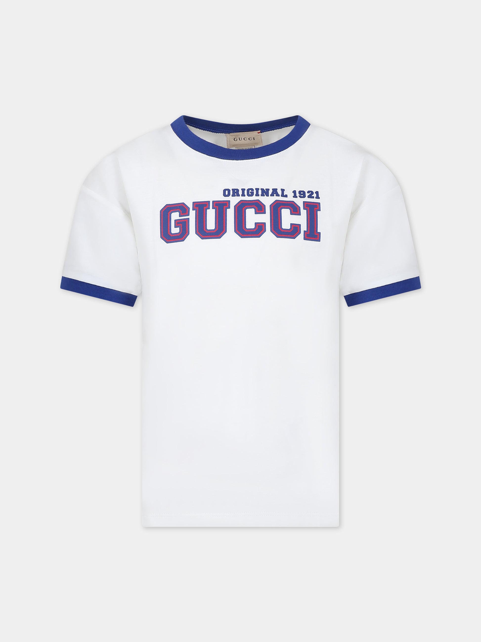 T-shirt avorio per bambino con logo,Gucci Kids,724772 XJF6M 9332