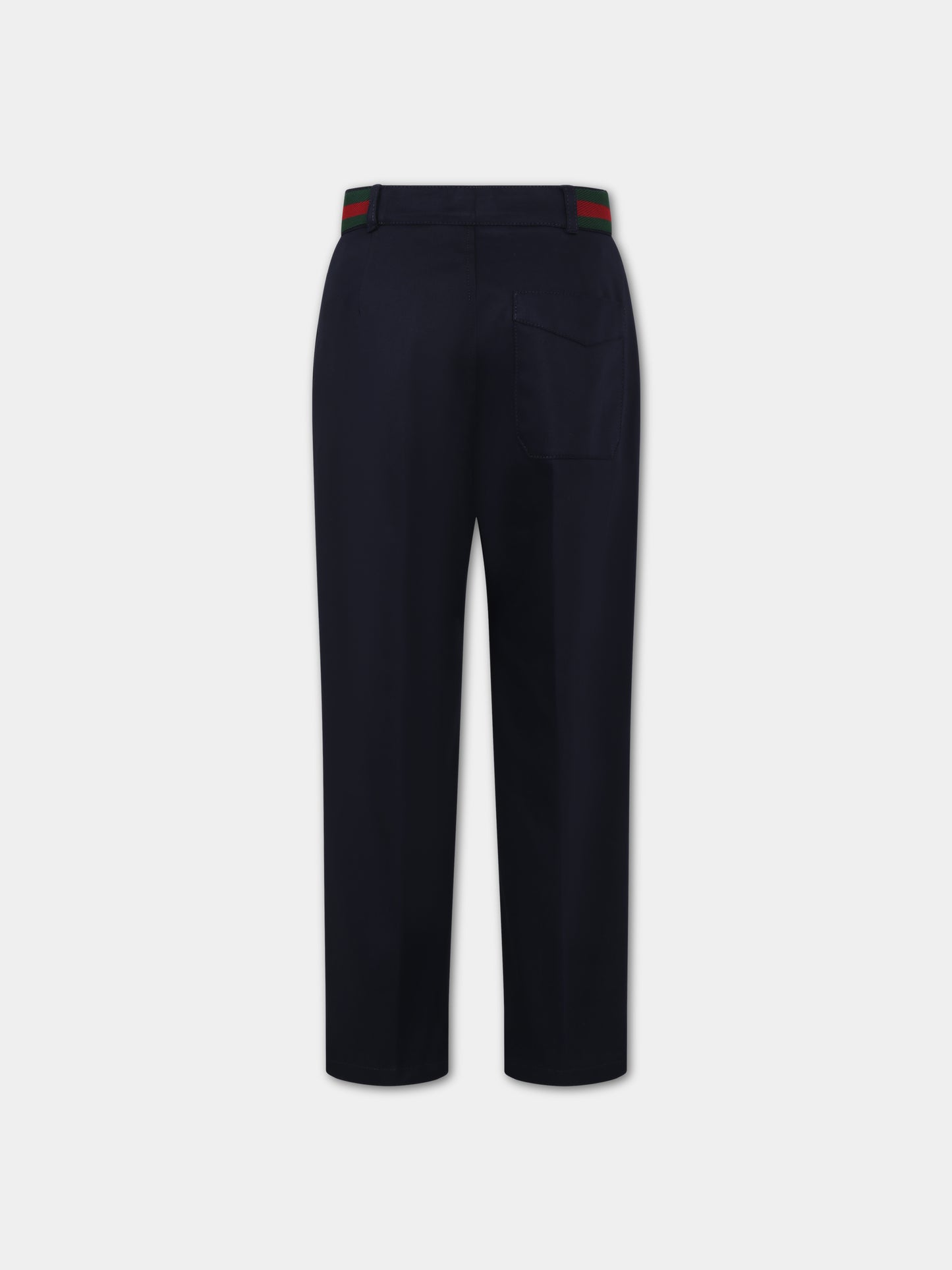 Pantaloni blu per bambino con dettaglio Web,Gucci Kids,737990 XWA0I 4080