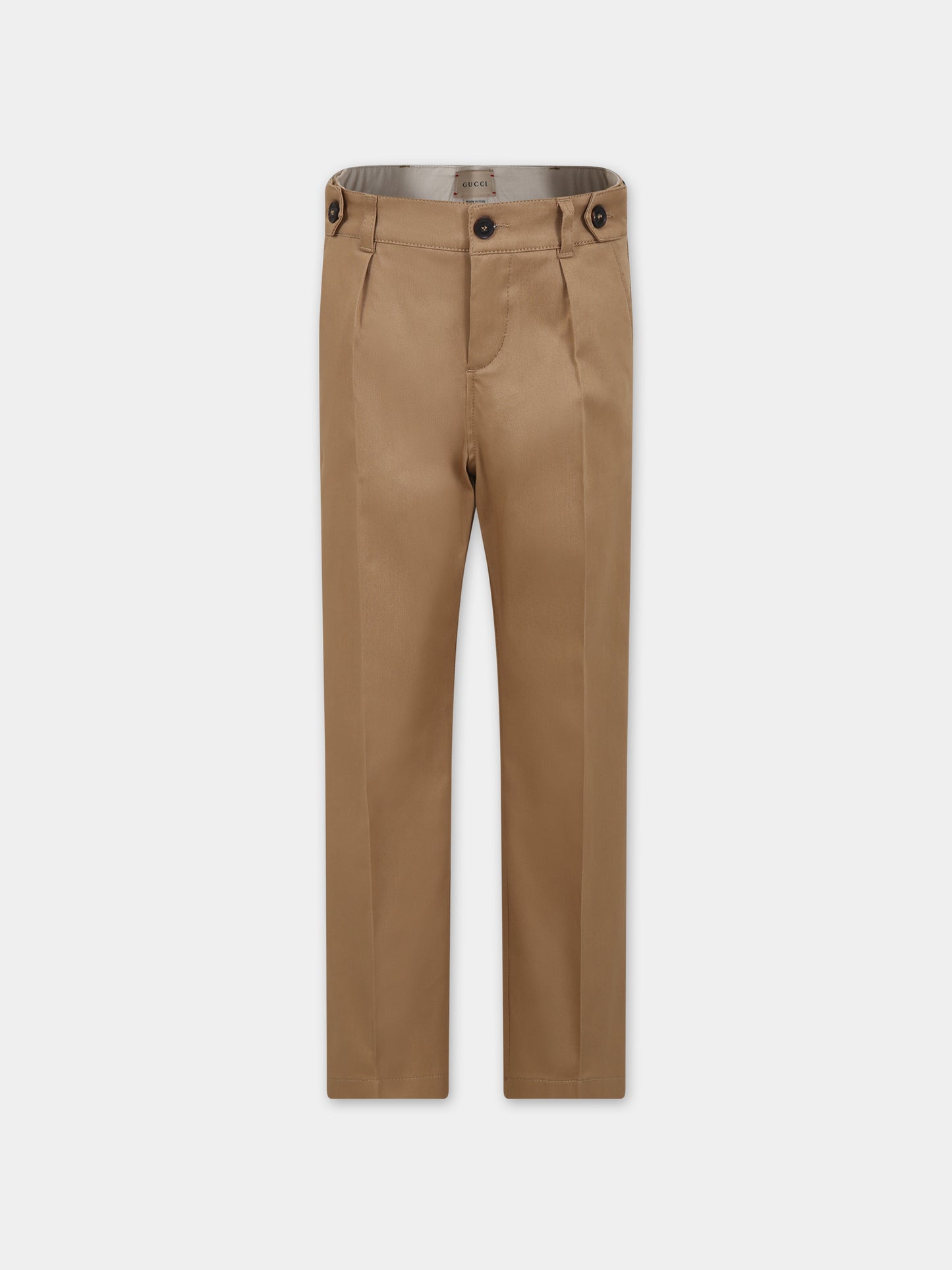 Pantaloni beige per bambino con dettaglio Web,Gucci Kids,737990 XWA0I 9813