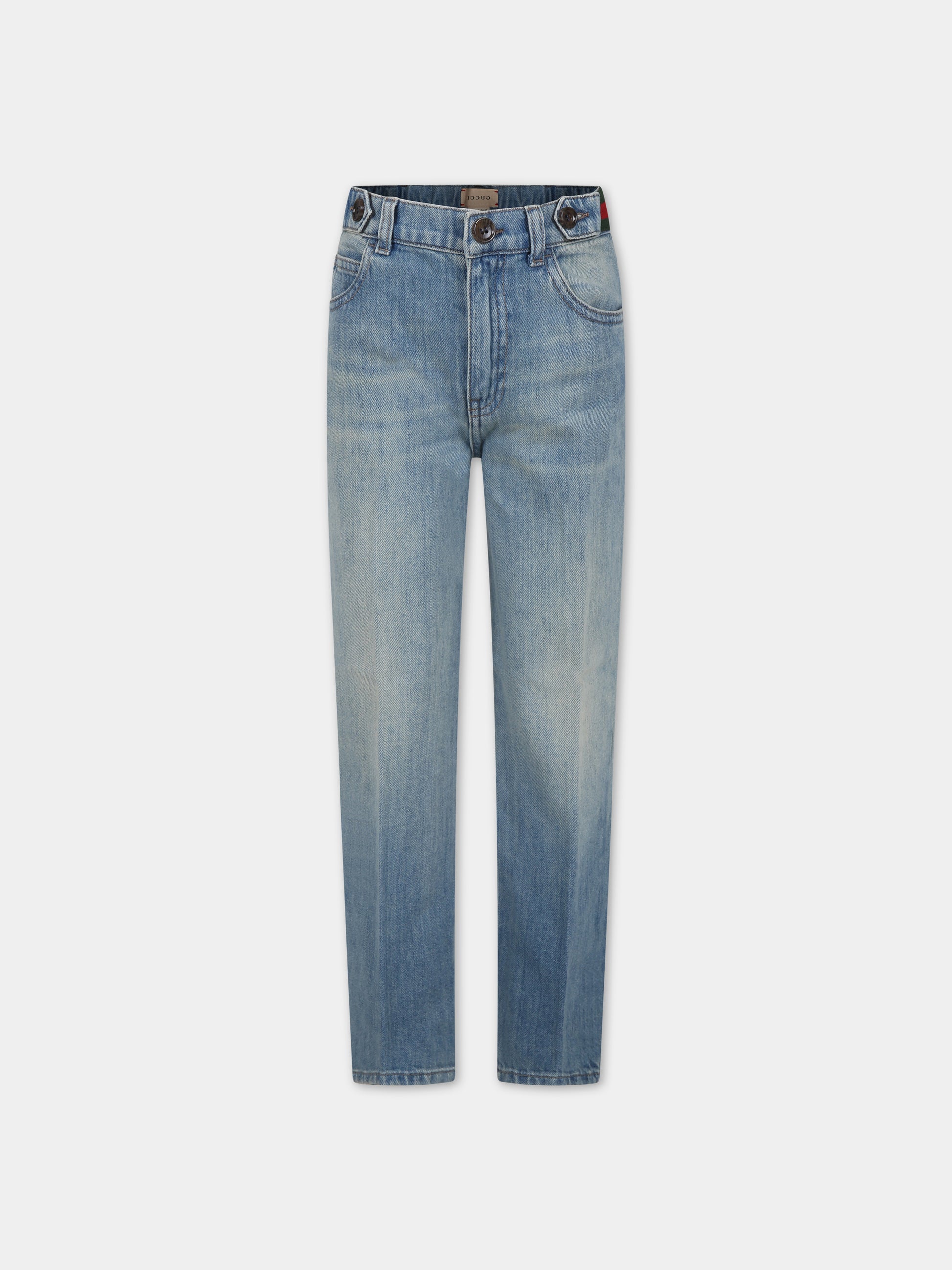 Jeans blu per bambino con dettaglio Web,Gucci Kids,759866 XDCRW 4447