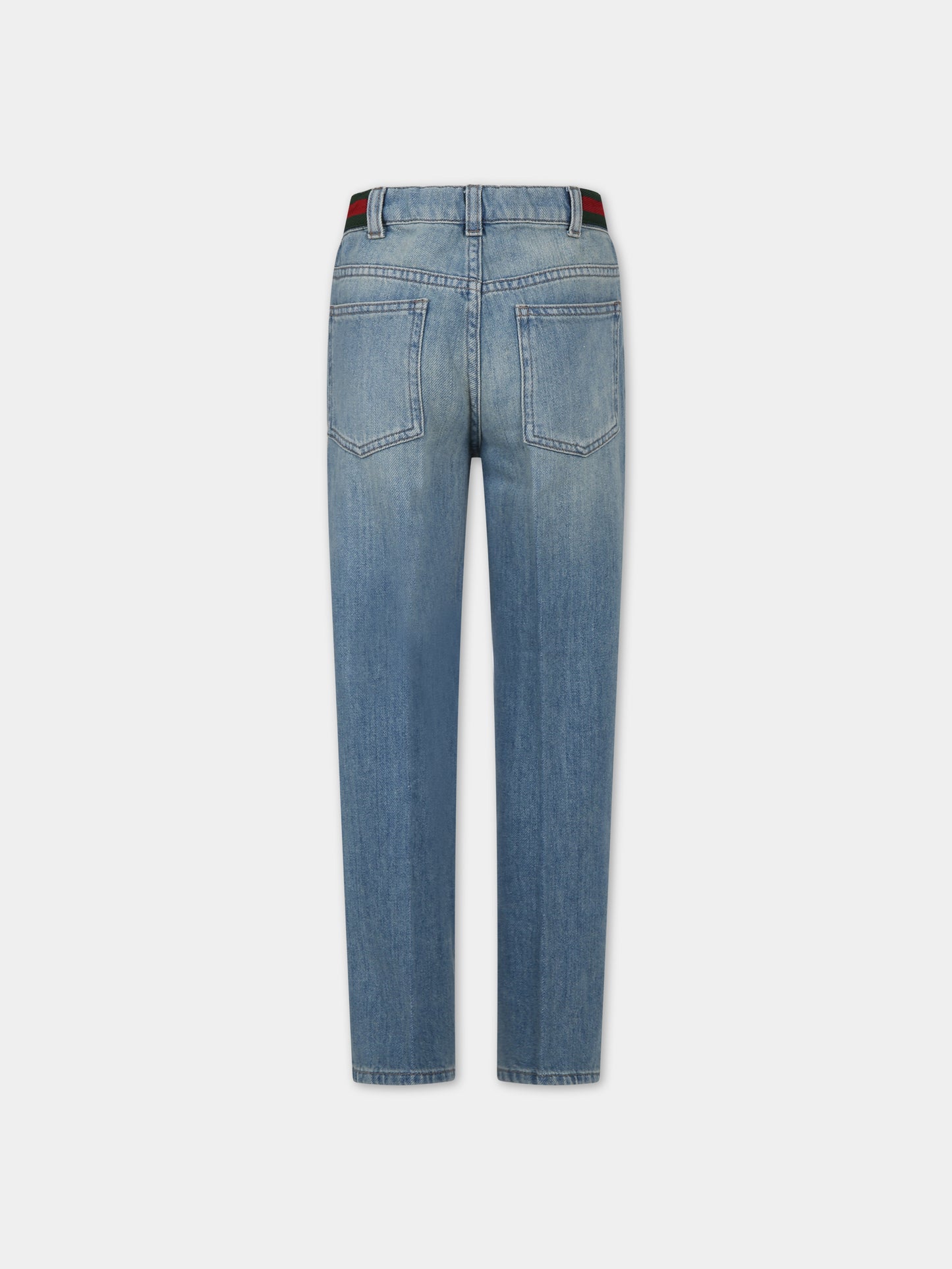 Jeans blu per bambino con dettaglio Web,Gucci Kids,759866 XDCRW 4447