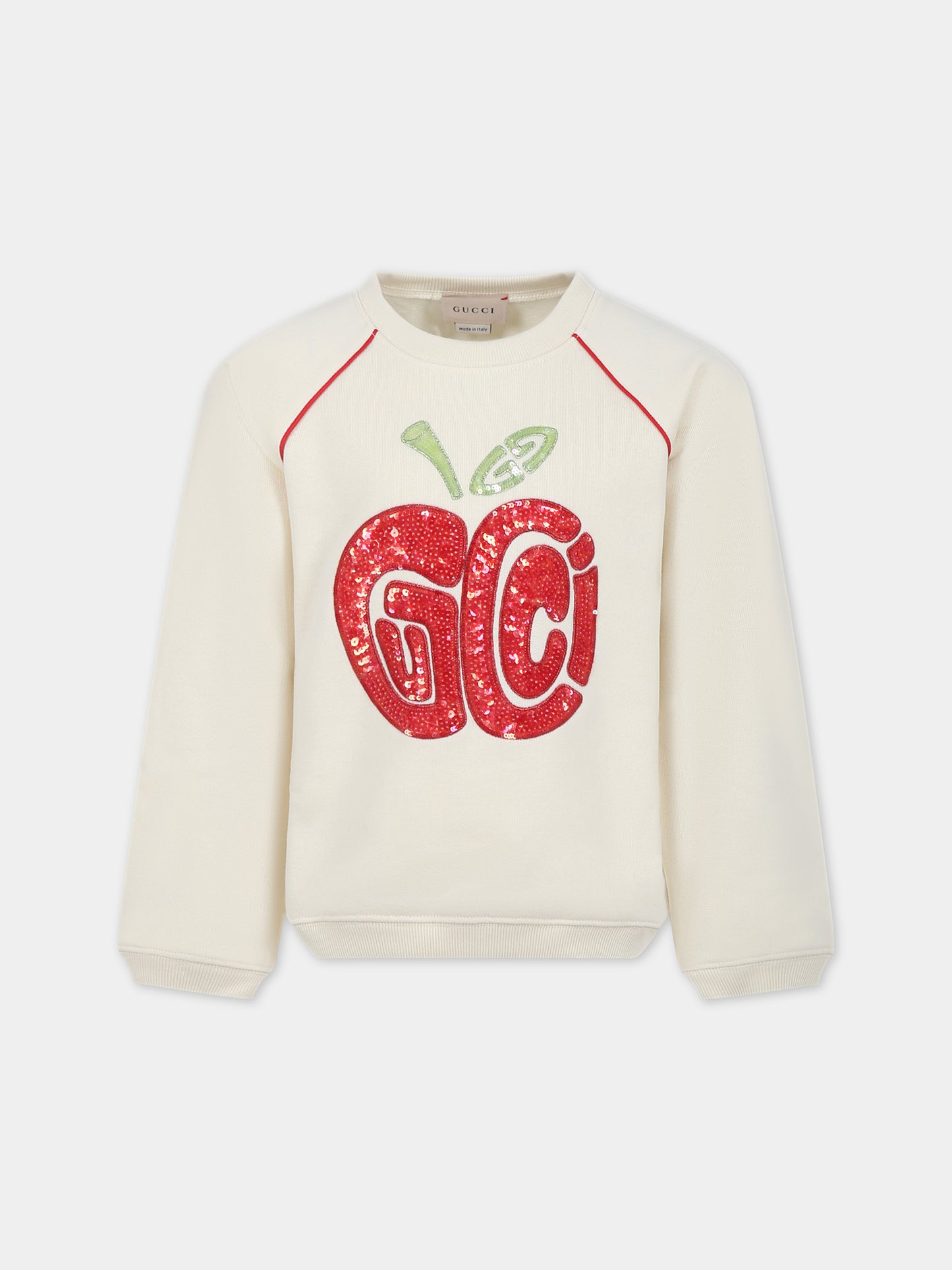 Felpa avorio per bambina con logo,Gucci Kids,718752 XJF9U 9255