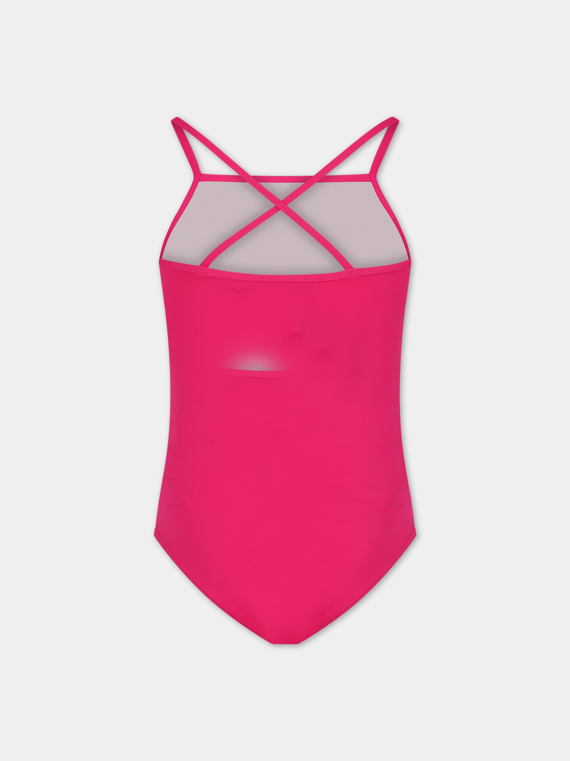 Costume intero fucsia per bambina con stampa mela Gucci,Gucci Kids,773029 XJF70 5716