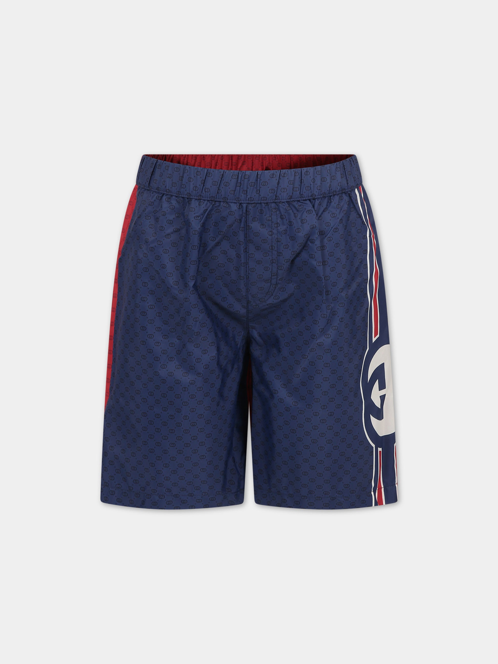 Boxer mare blu per bambino con doppia G,Gucci Kids,773022 XWA1C 4956