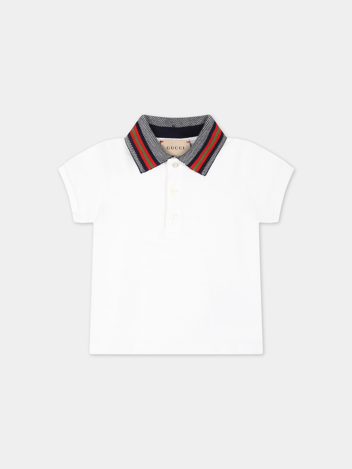 Polo bianca per neonato con doppia G,Gucci Kids,745234 XJF30 9250