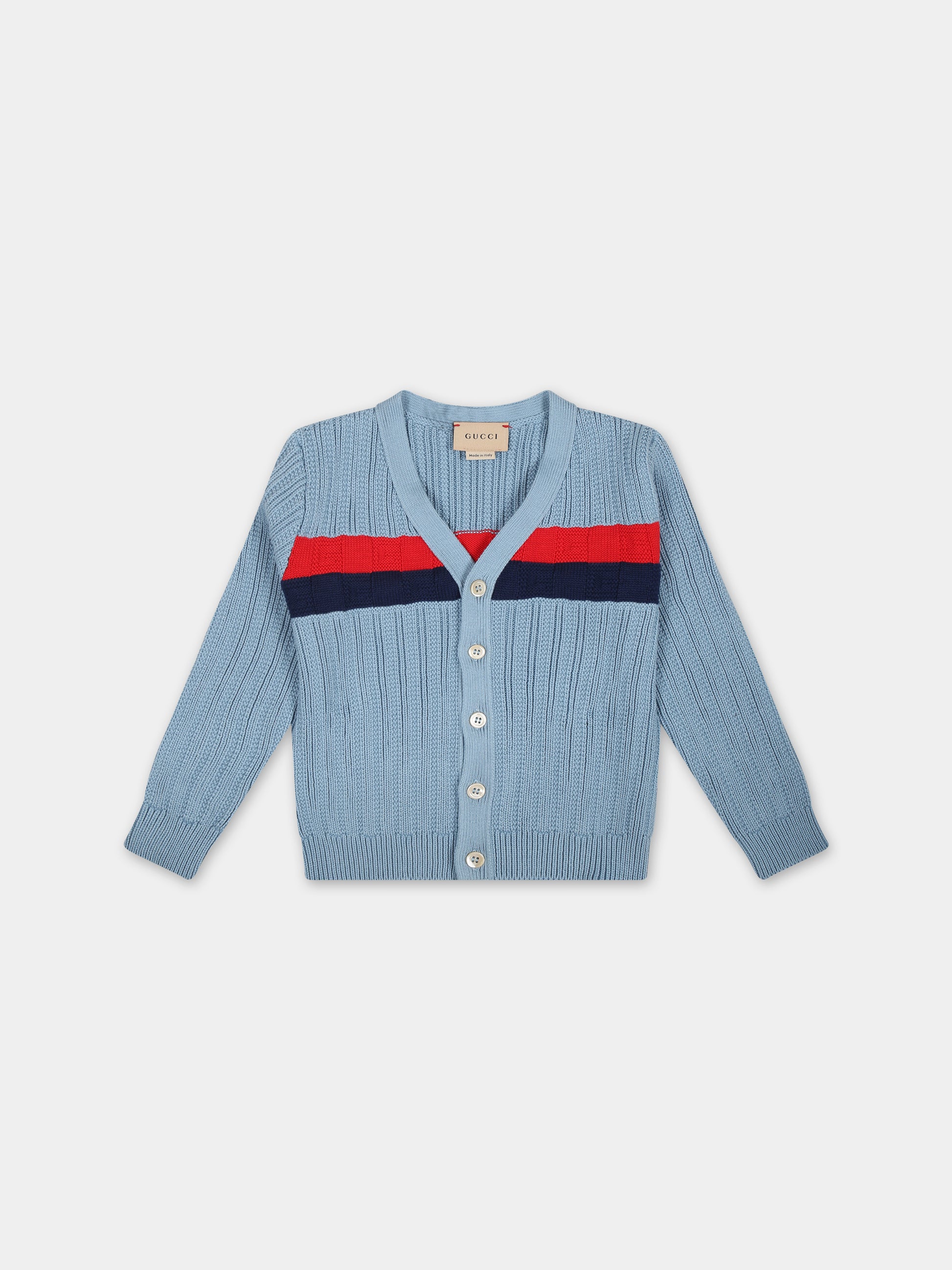 Cardigan celeste per neonato,Gucci Kids,764119 XKDSY 4711