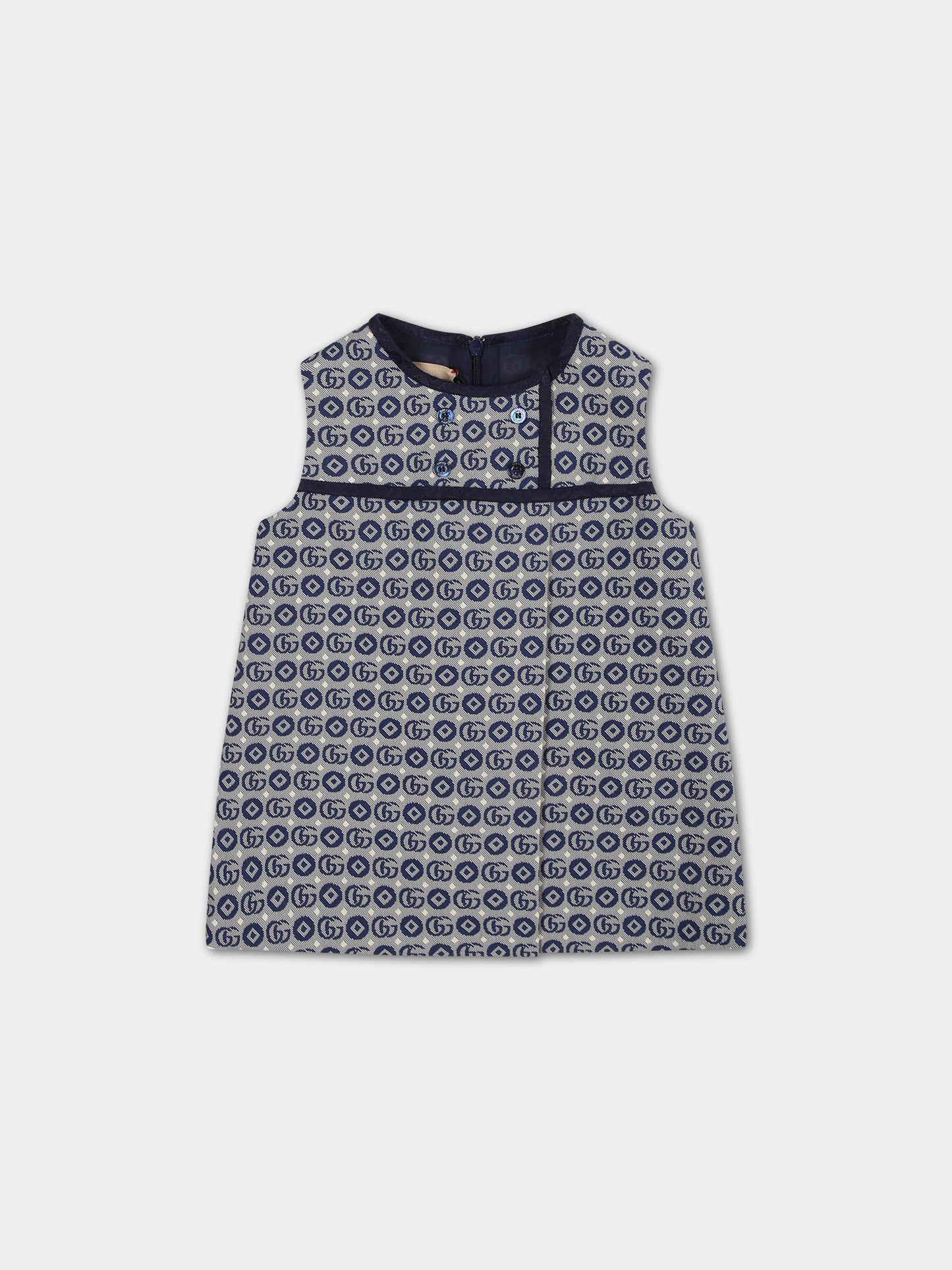 Vestito blu per neonata con motivo geometrico GG all-over,Gucci Kids,767804 XWATR 4262